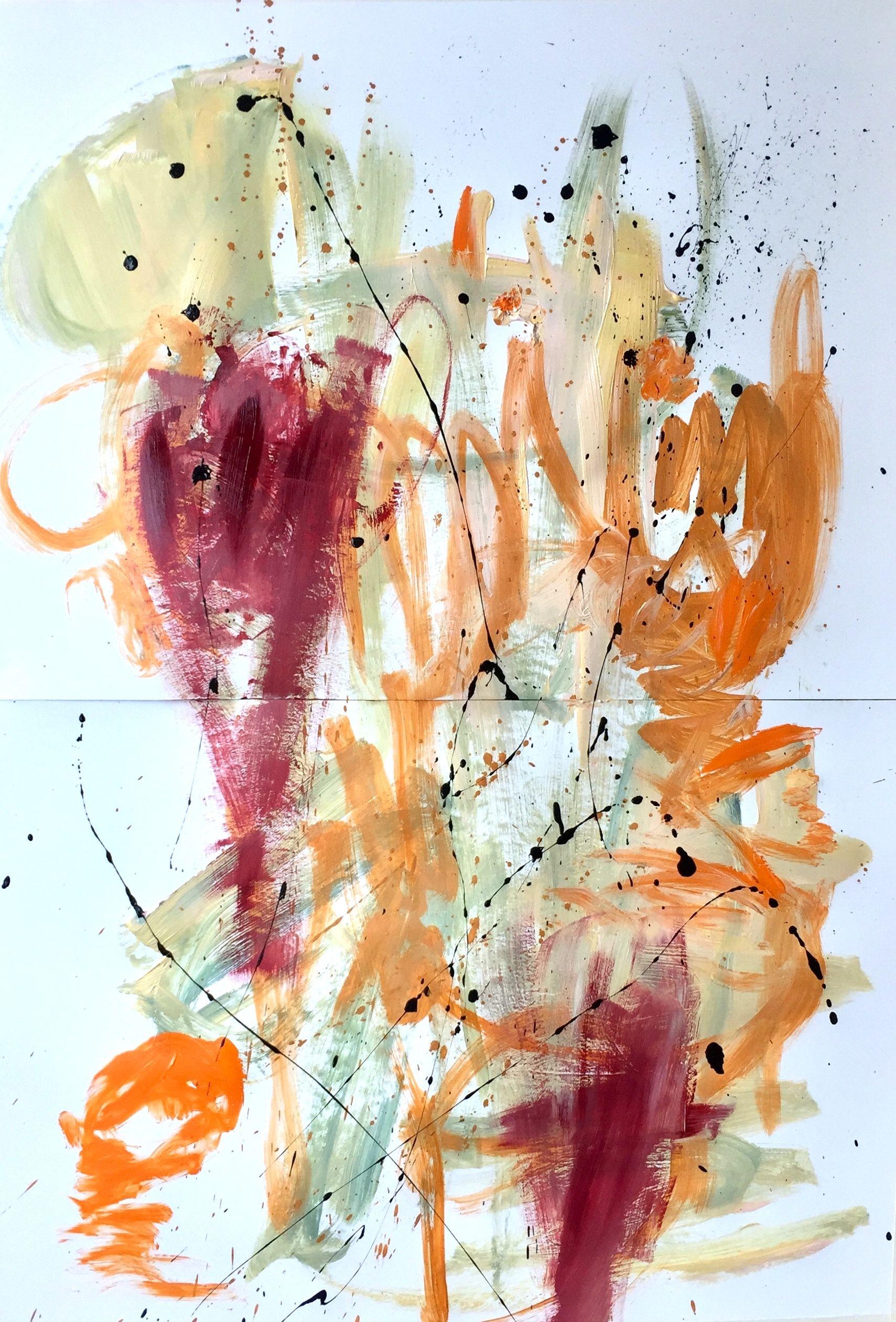Christel Haag Abstract Painting - Garten Meditation, Painting, Acrylic on Paper