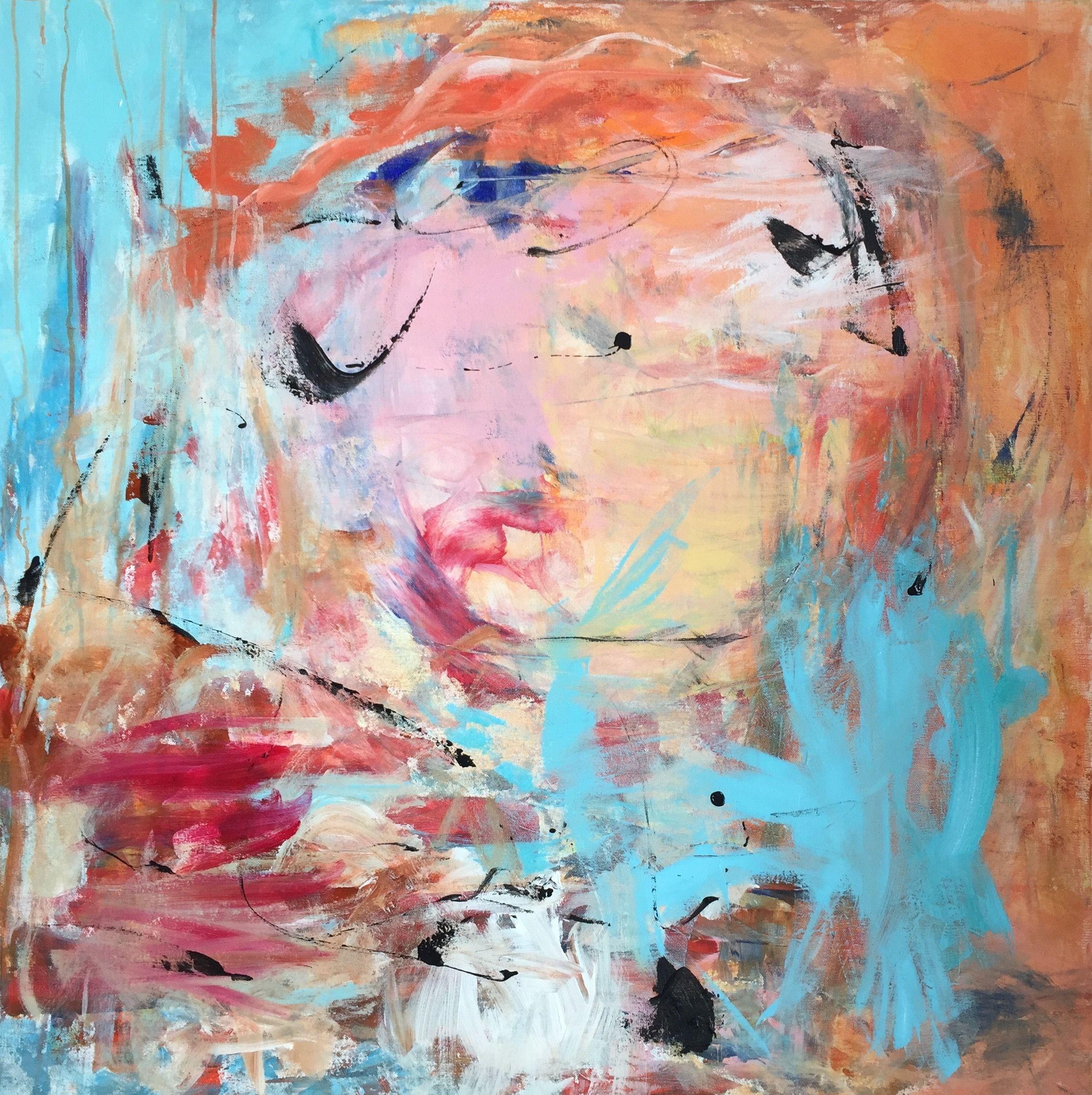 Good-Night Kiss, Gemälde, Acryl auf Leinwand – Painting von Christel Haag