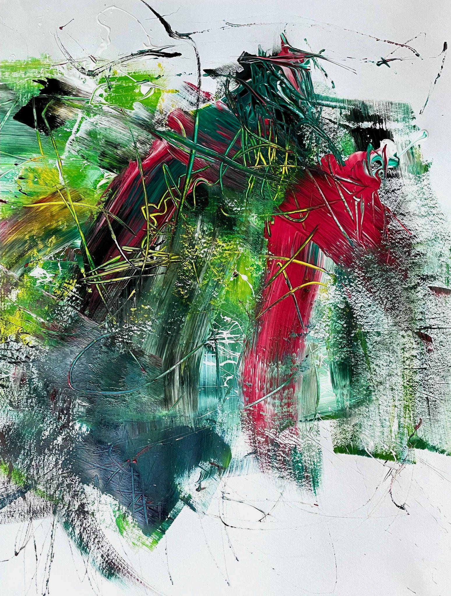 Grüne Seele 2 (Diptychon), Gemälde, Acryl auf Papier im Angebot 1
