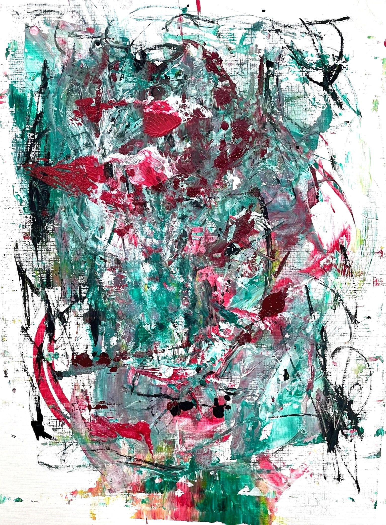 Grüne grüne Seele 3, Gemälde, Acryl auf Papier