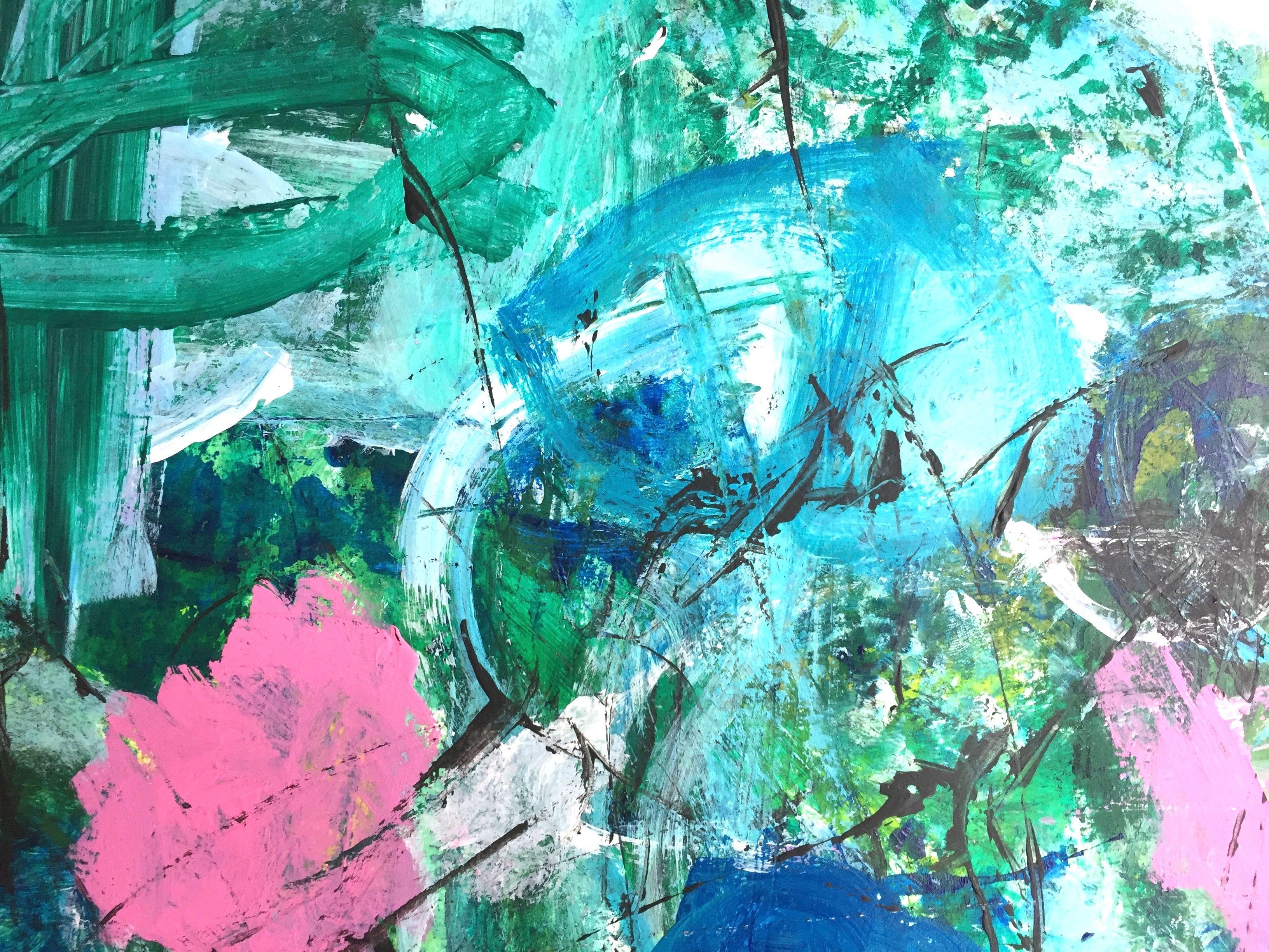 Gruppenbild mit Hut, peinture, acrylique sur papier - Painting de Christel Haag
