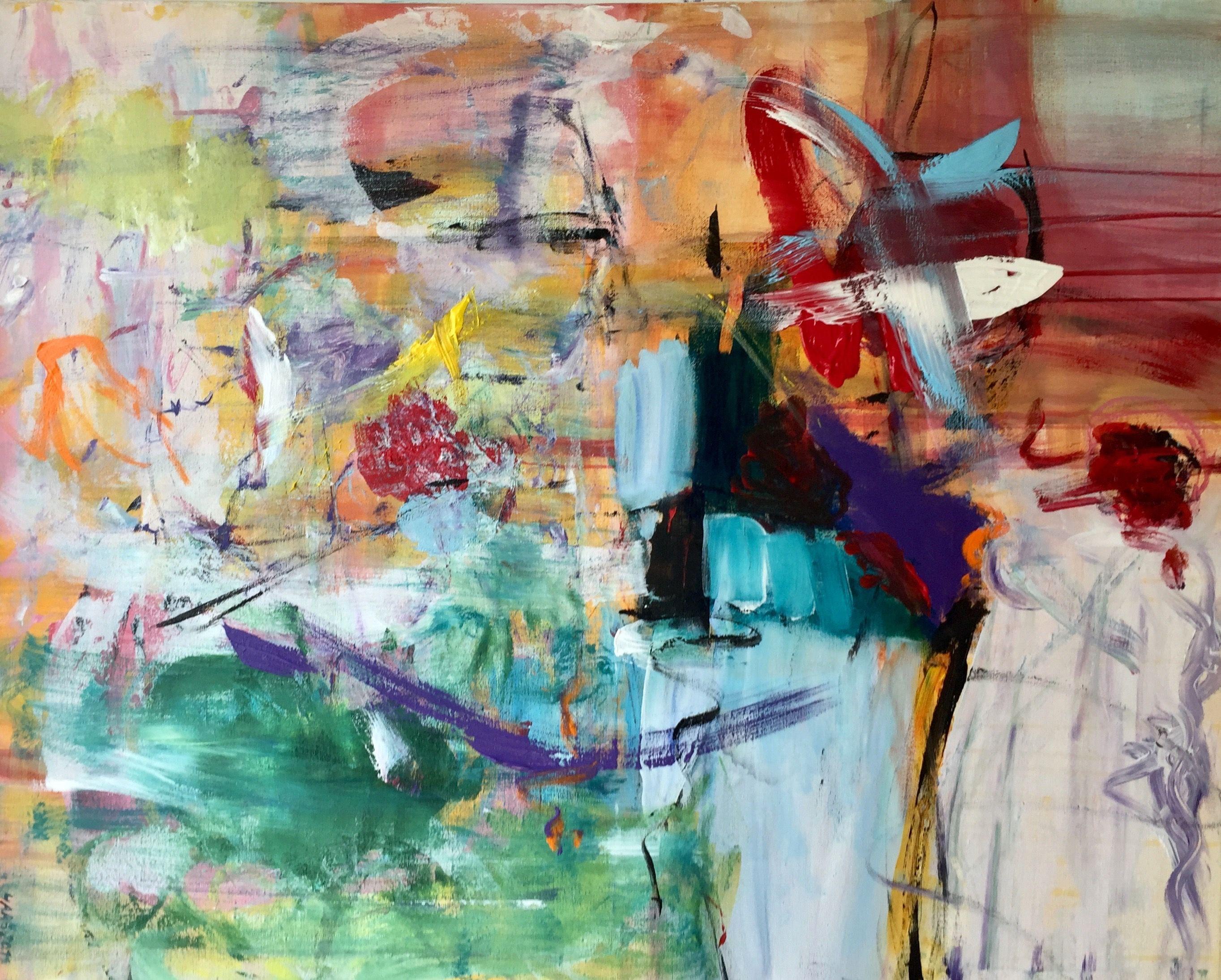 Christel Haag Abstract Painting - Heavy Burden, Painting, Acrylic on Canvas