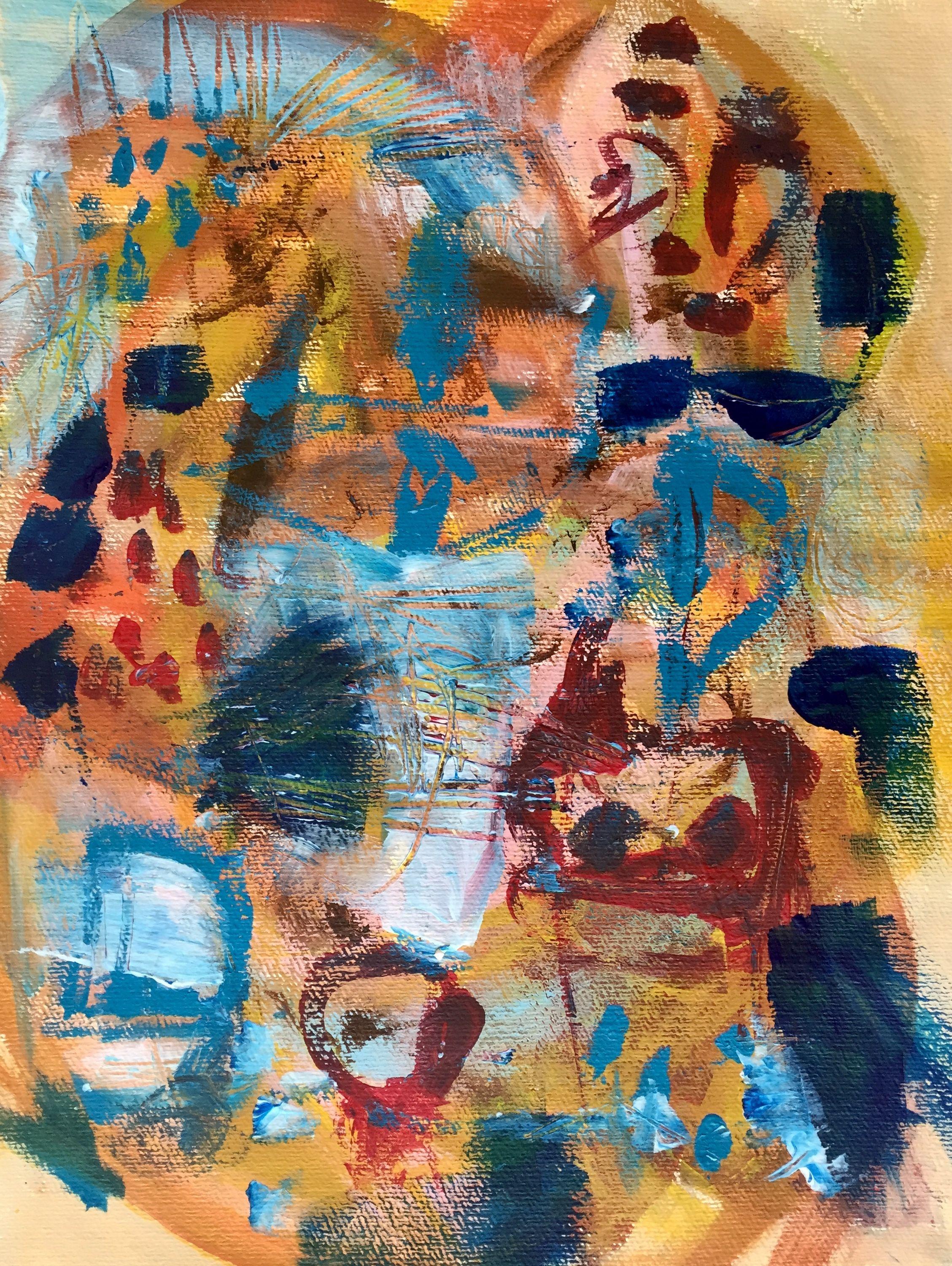 Abstract Painting di Christel Haag - Porto interno, Pittura, Acrilico su carta