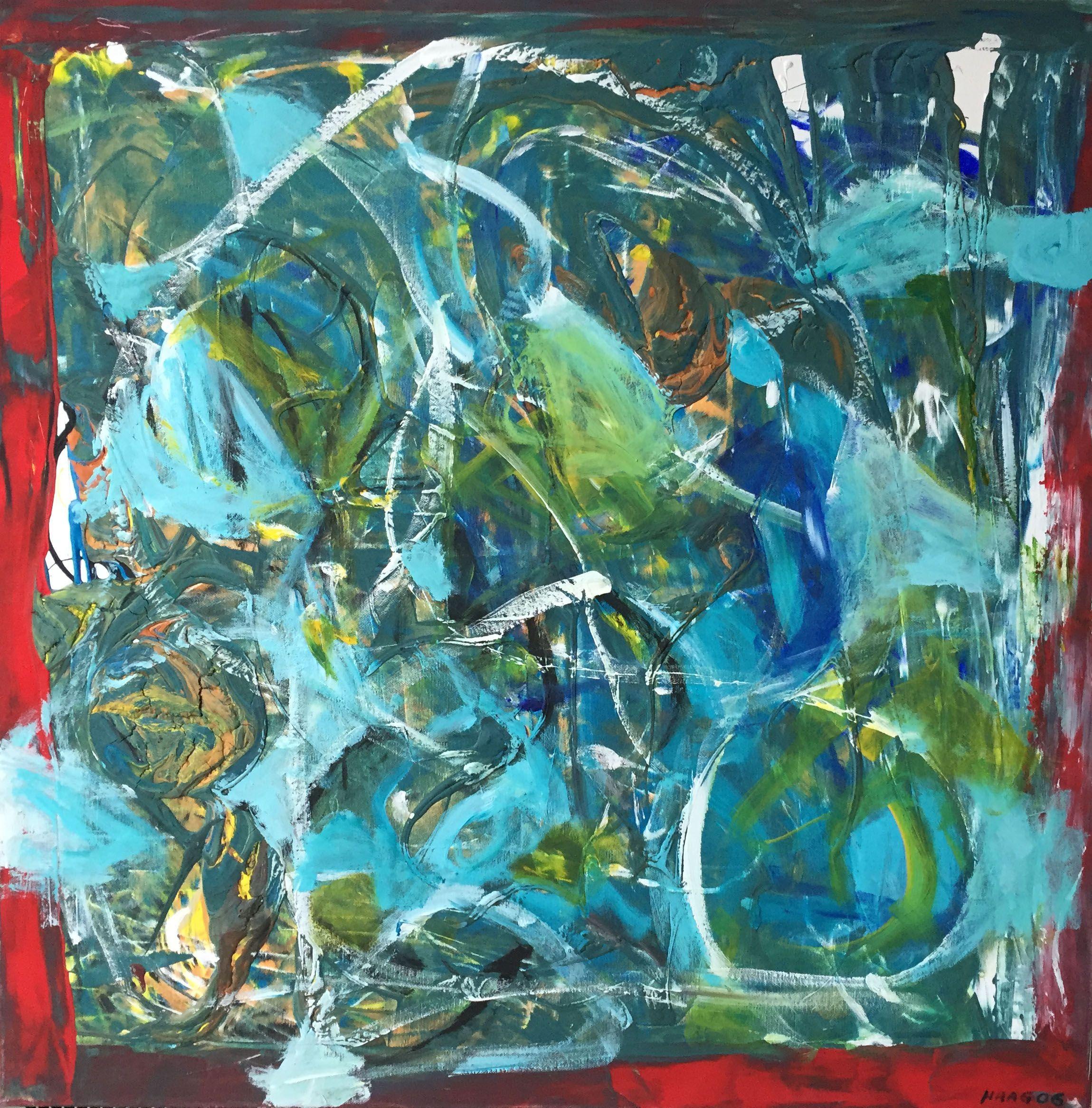 "Jungle" is an abstract, acrylic painting playing with different shades of the green colour and feelings of staying in the nature. The colours are applied in different layers.    The painting is ready to hang, it is signed on the front, title and