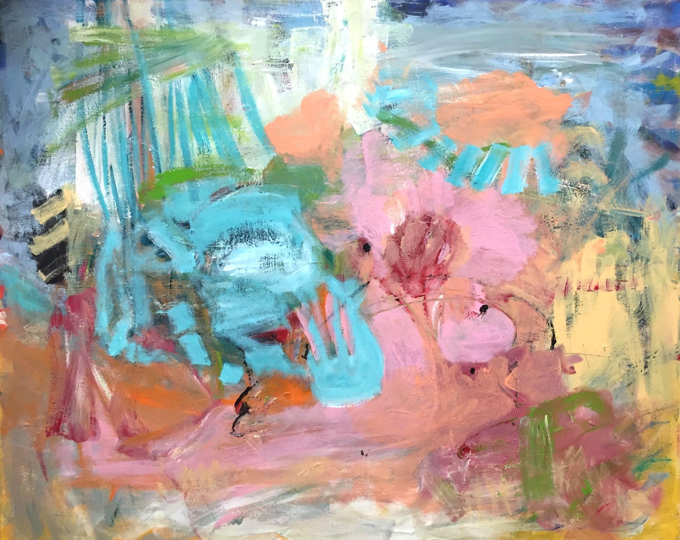 Christel Haag Abstract Painting - La Vie En Rose, Painting, Acrylic on Canvas