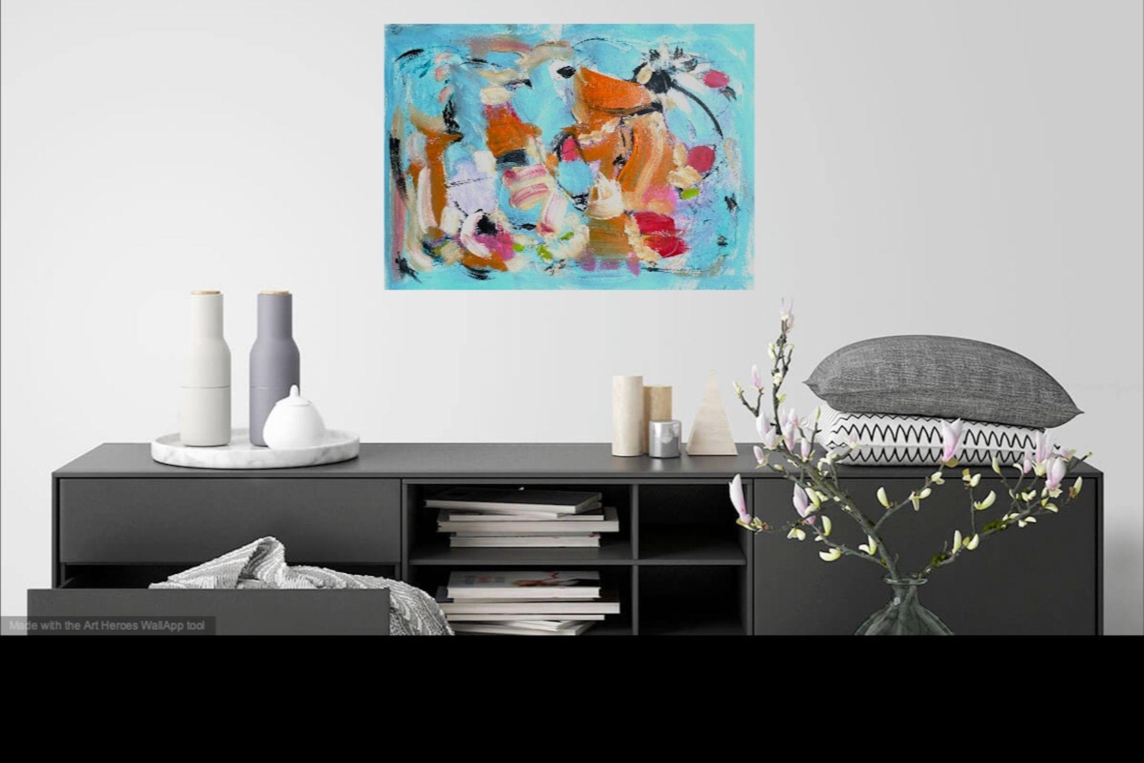 Liebelei, Gemälde, Acryl auf Papier im Angebot 1