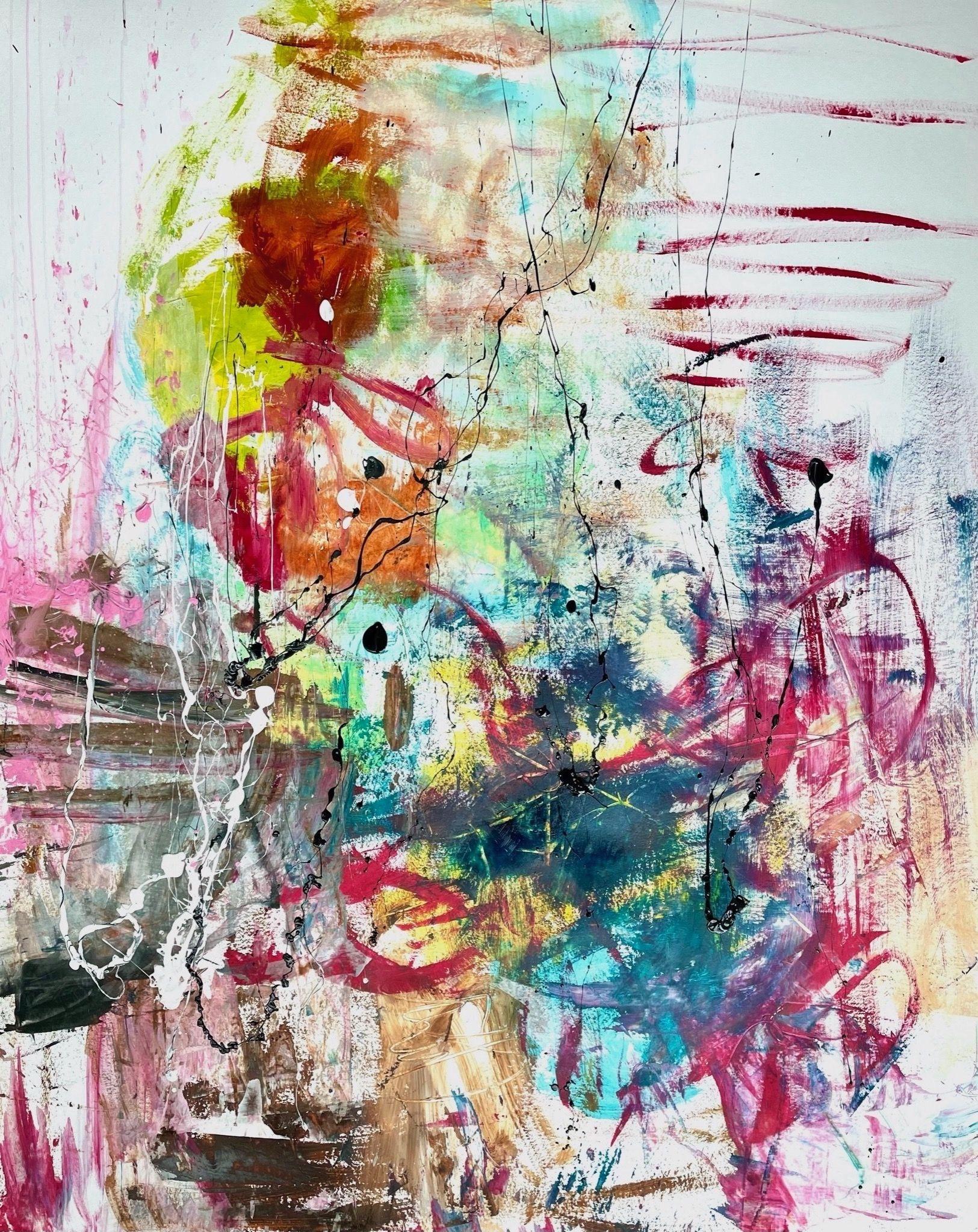 Meine grosse Schwester und ich, peinture, acrylique sur papier - Painting de Christel Haag