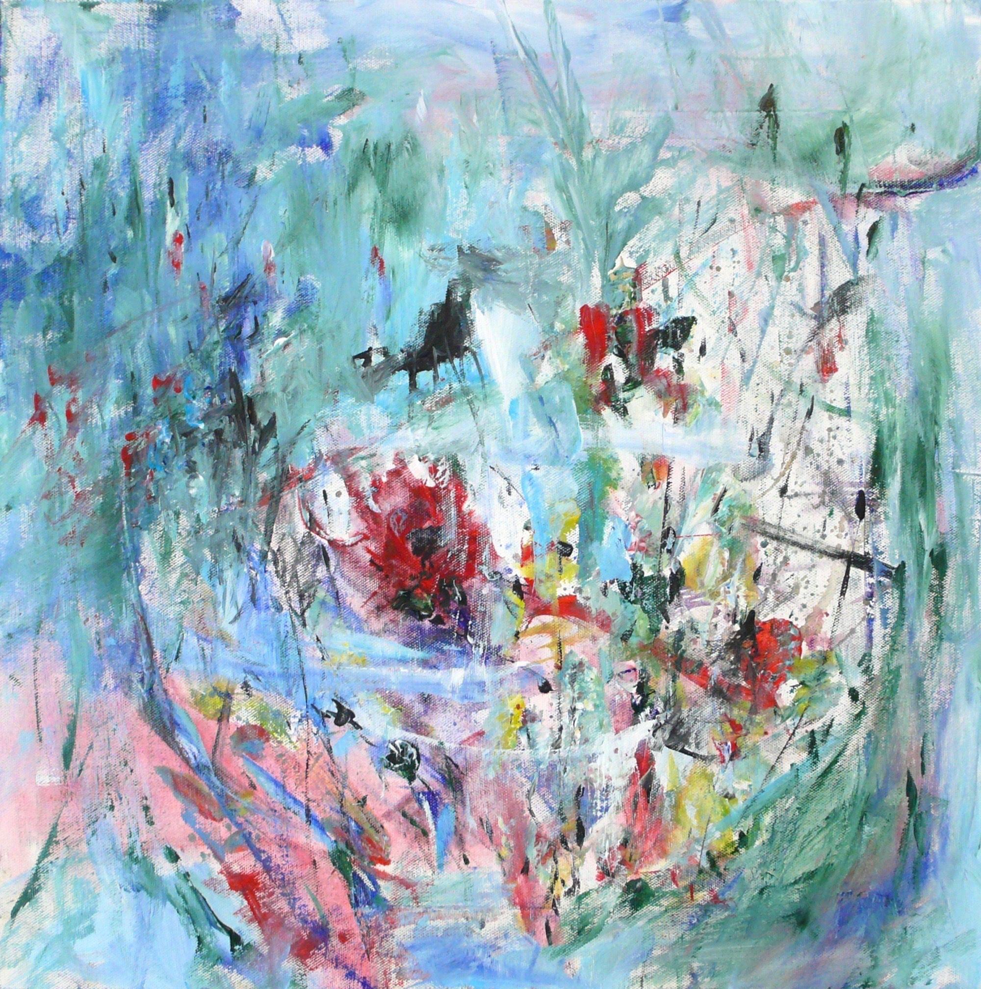 Christel Haag Abstract Painting – Open Your Heart, Gemälde, Acryl auf Leinwand