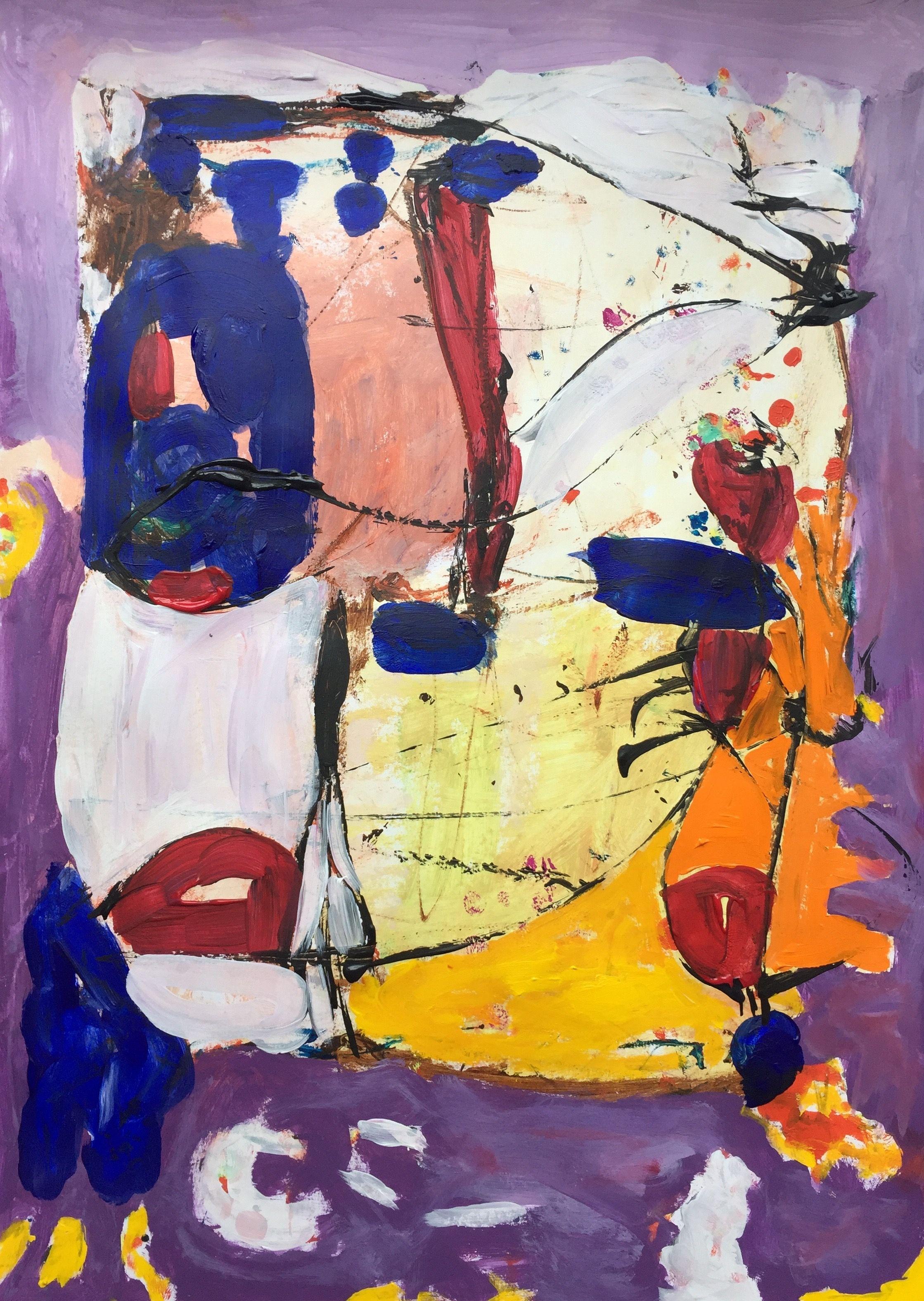 Christel Haag Abstract Painting - RÃ¼ckzugsort (Retreat), Painting, Acrylic on Paper