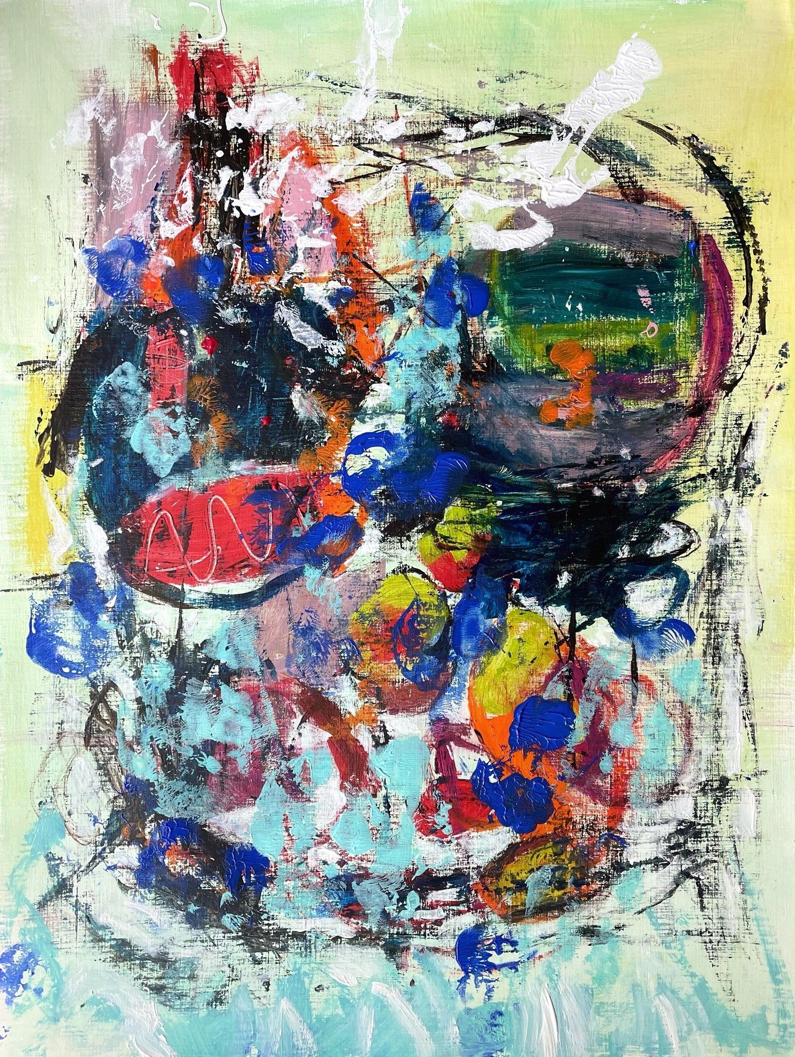 "Save the Date for Me" is a vibrant colorful painting on paper. It's full of movement and dynamism. A real statement piece of art.    The painting must be framed. It is signed on the front. Title and date of creating are written on the back.    The