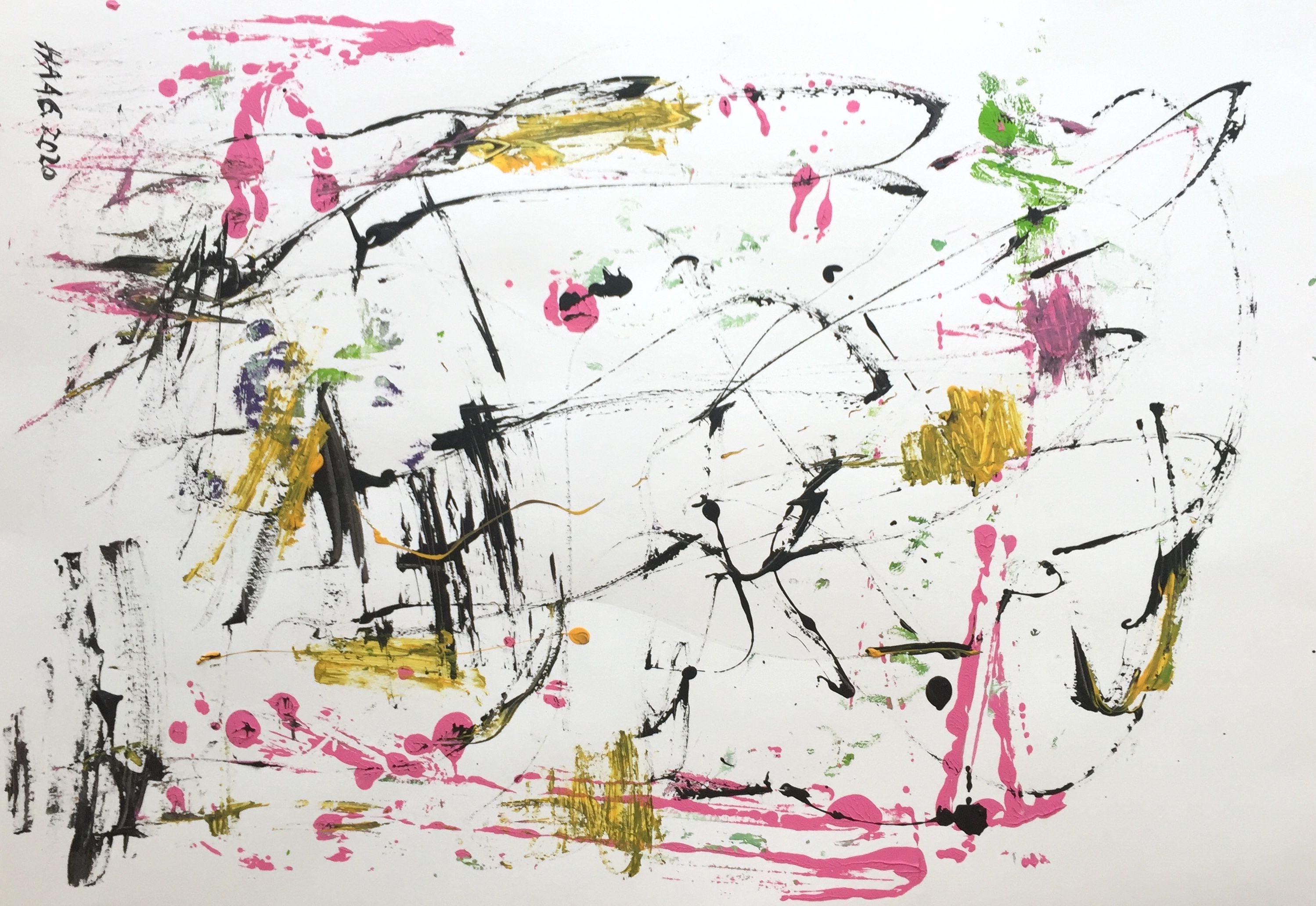 Christel Haag Abstract Painting - Social Distancing, Painting, Acrylic on Paper
