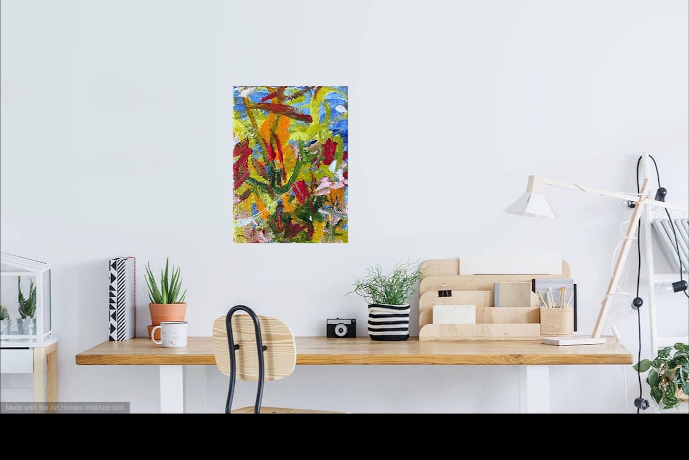 Sommer im Botanische Garten (Diptyque), peinture, acrylique sur toile en vente 2