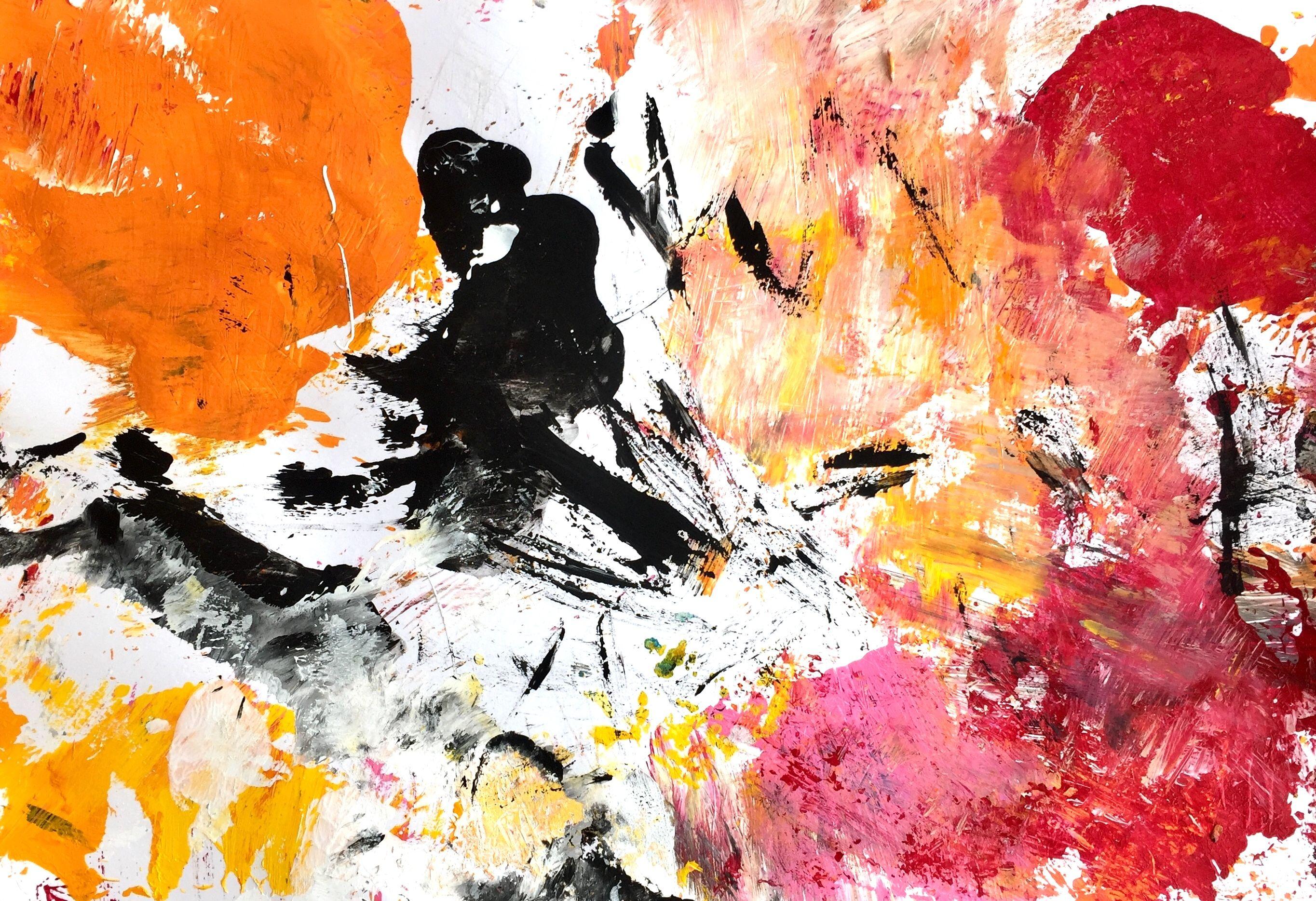 Christel Haag Abstract Painting - Speedy, Painting, Acrylic on Paper