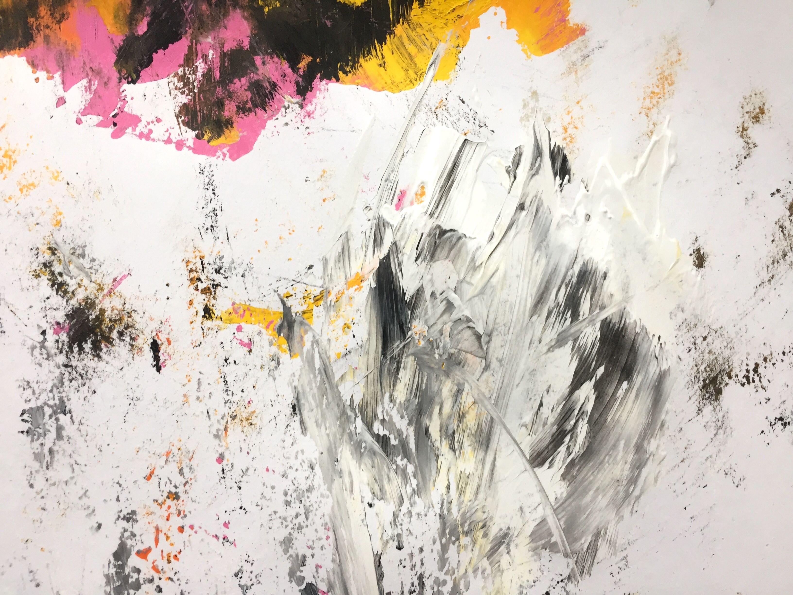 Spuren im Sand, Painting, Acrylic on Paper - Beige Abstract Painting by Christel Haag