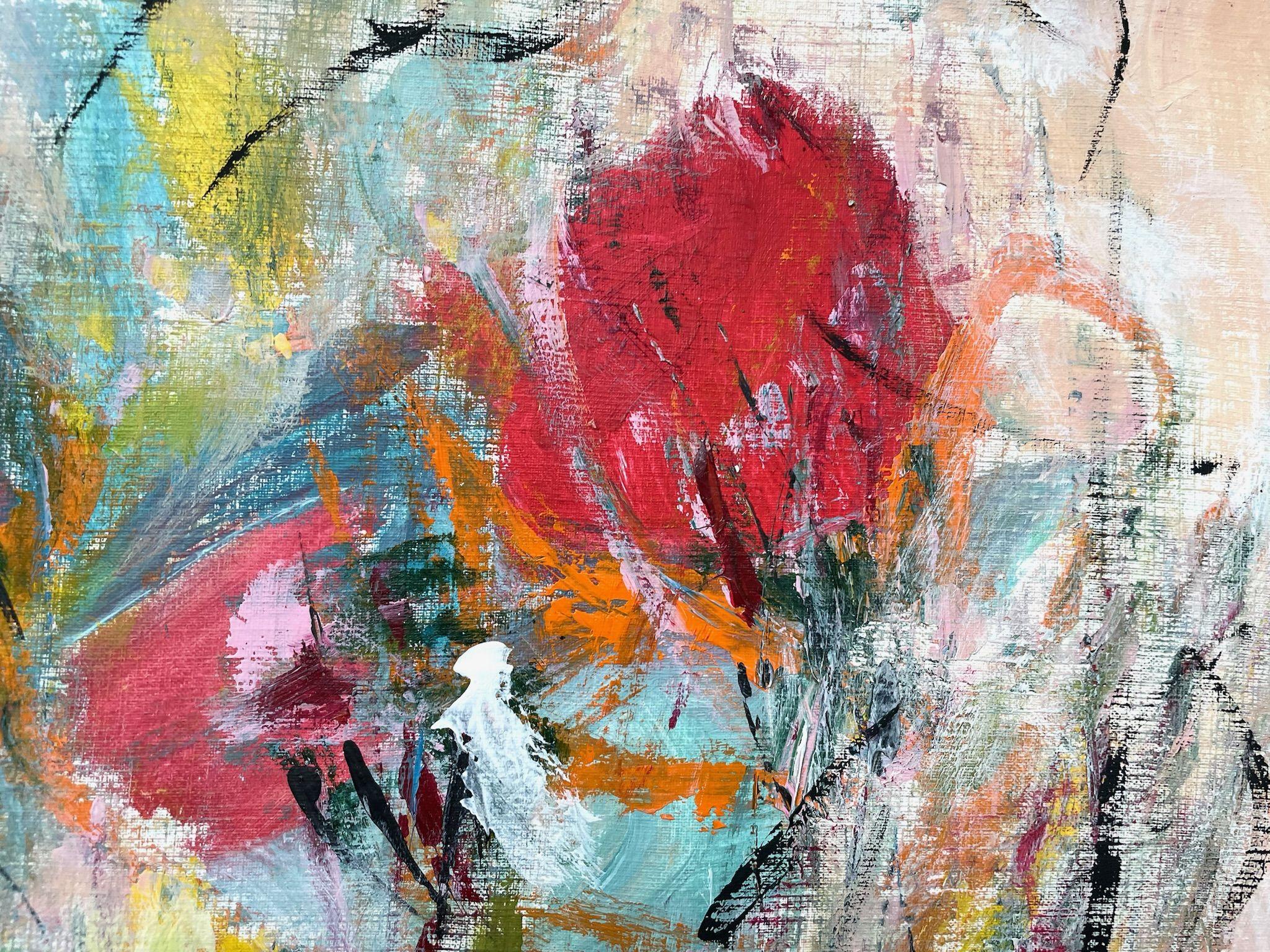 Summer Floral 1, Painting, Acrylic on Paper For Sale 2