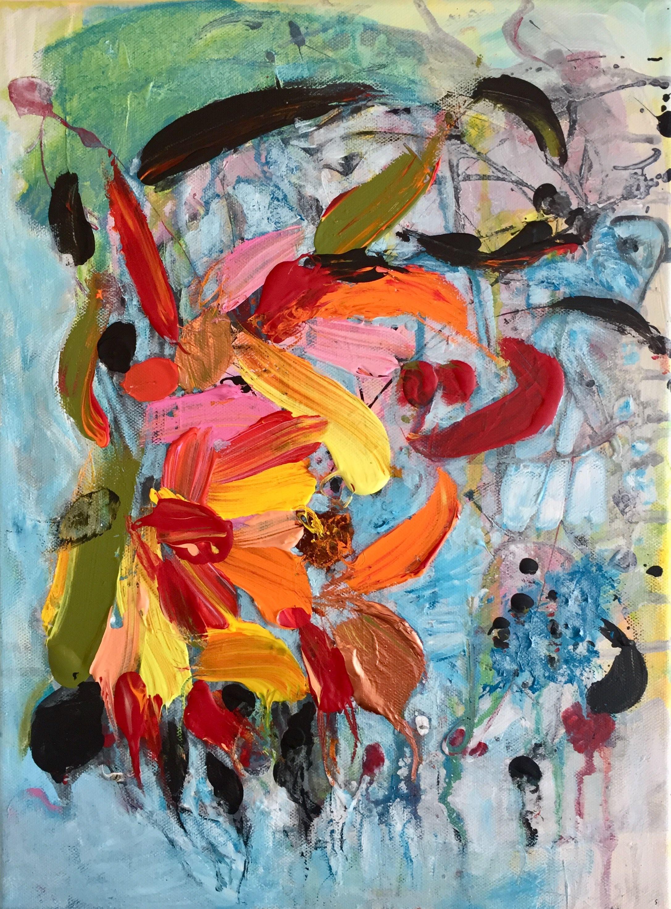 Abstract Painting Christel Haag - Song d'été, peinture, acrylique sur toile