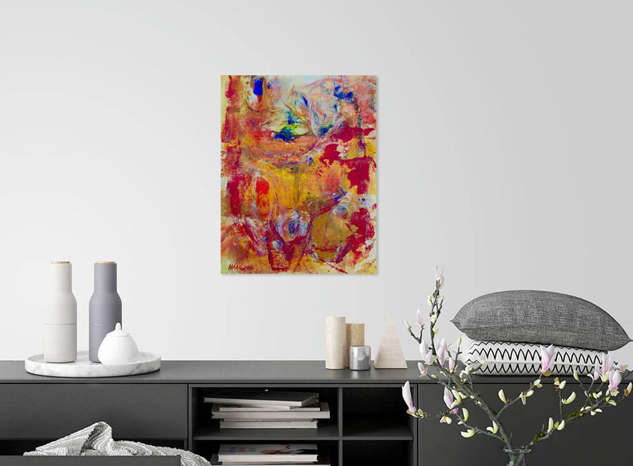I am a huge fan of ballet. They are such a dedicated and amazingly strong and fit group of people, making ballet look so easy when it is so incredibly hard. My painting is an abstract celebration of balance, beauty and the stillness between