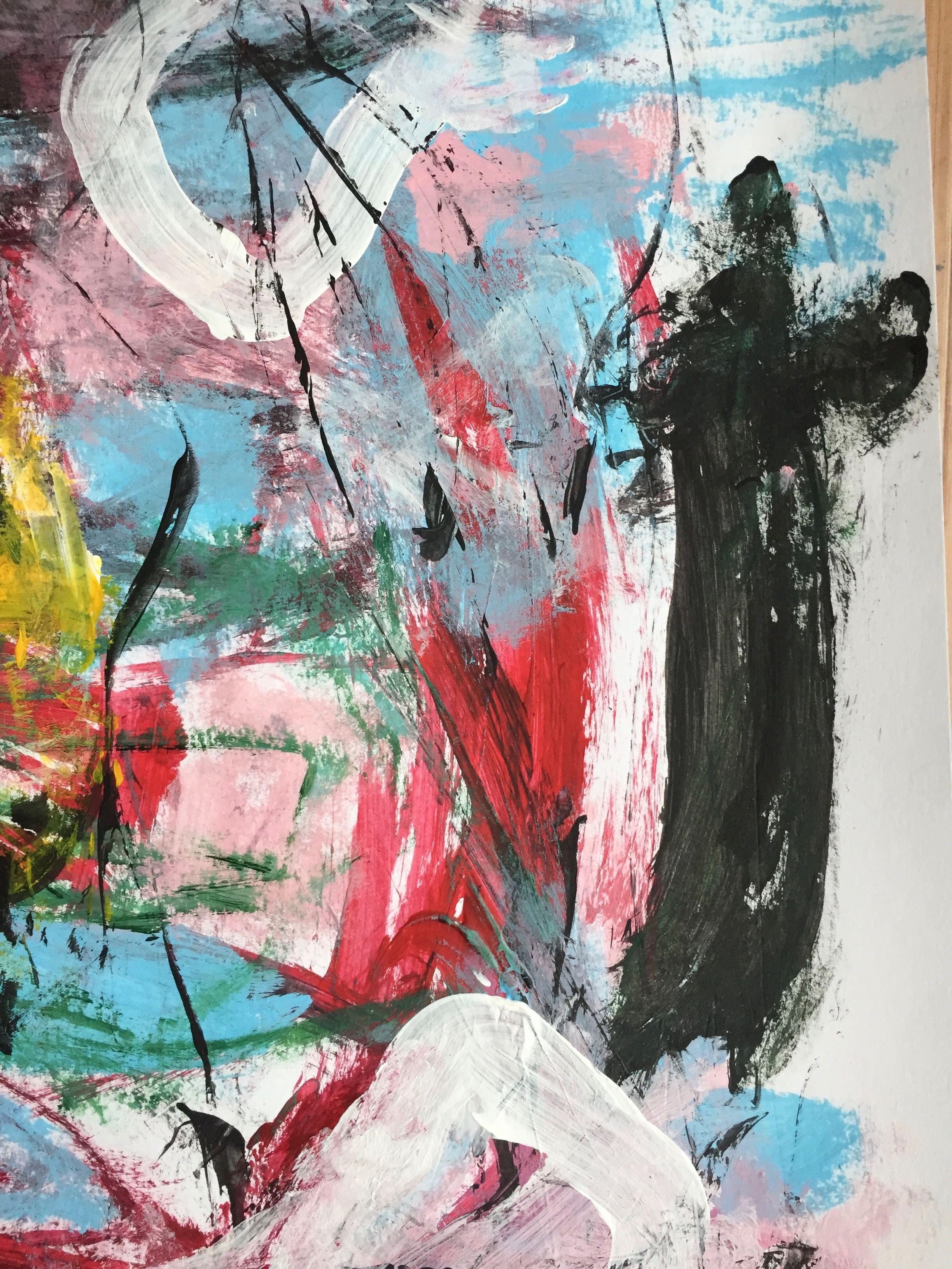 Peinture, acrylique sur papier, Trundwa - Contemporain Painting par Christel Haag