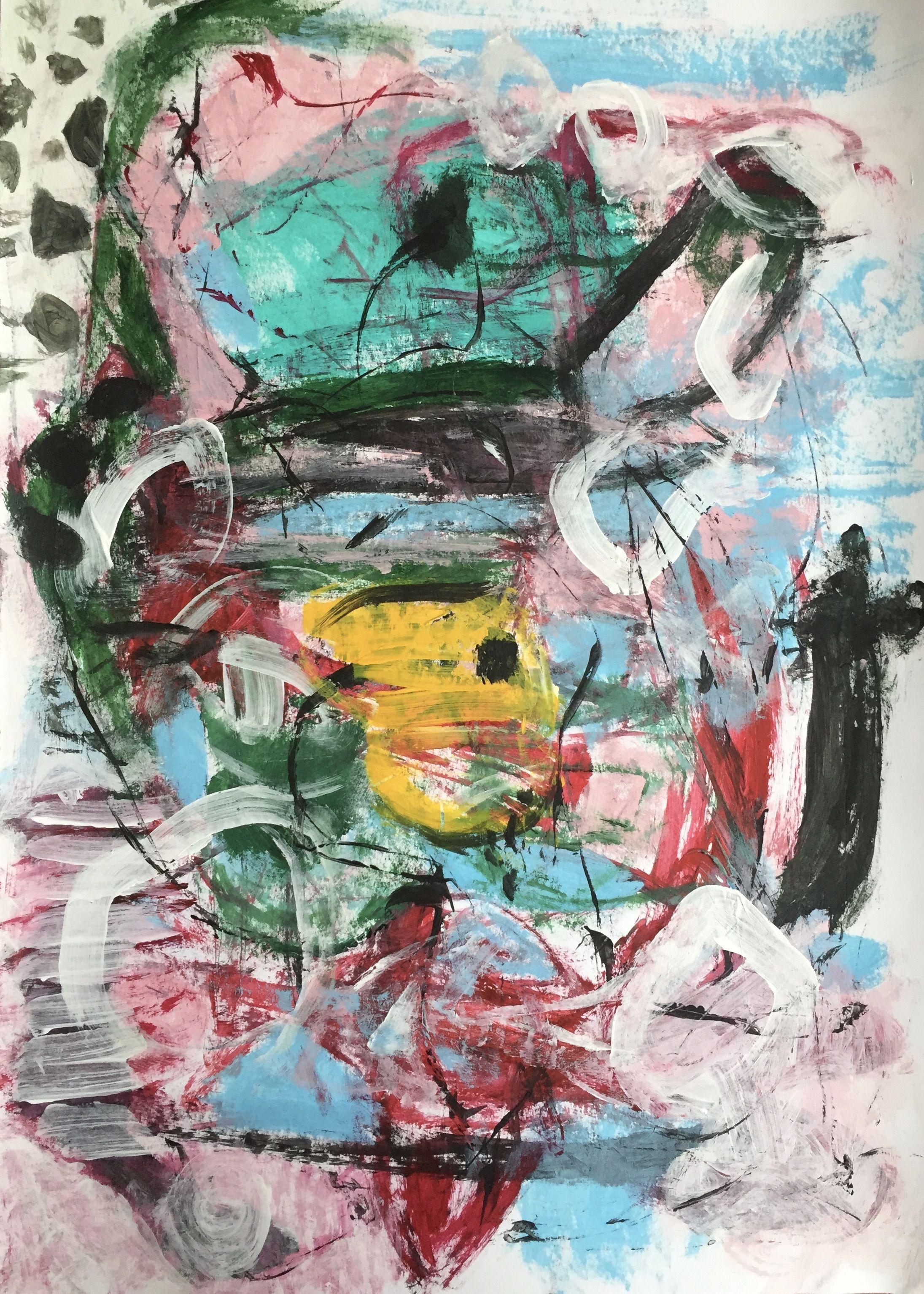 Abstract Painting Christel Haag - Peinture, acrylique sur papier, Trundwa
