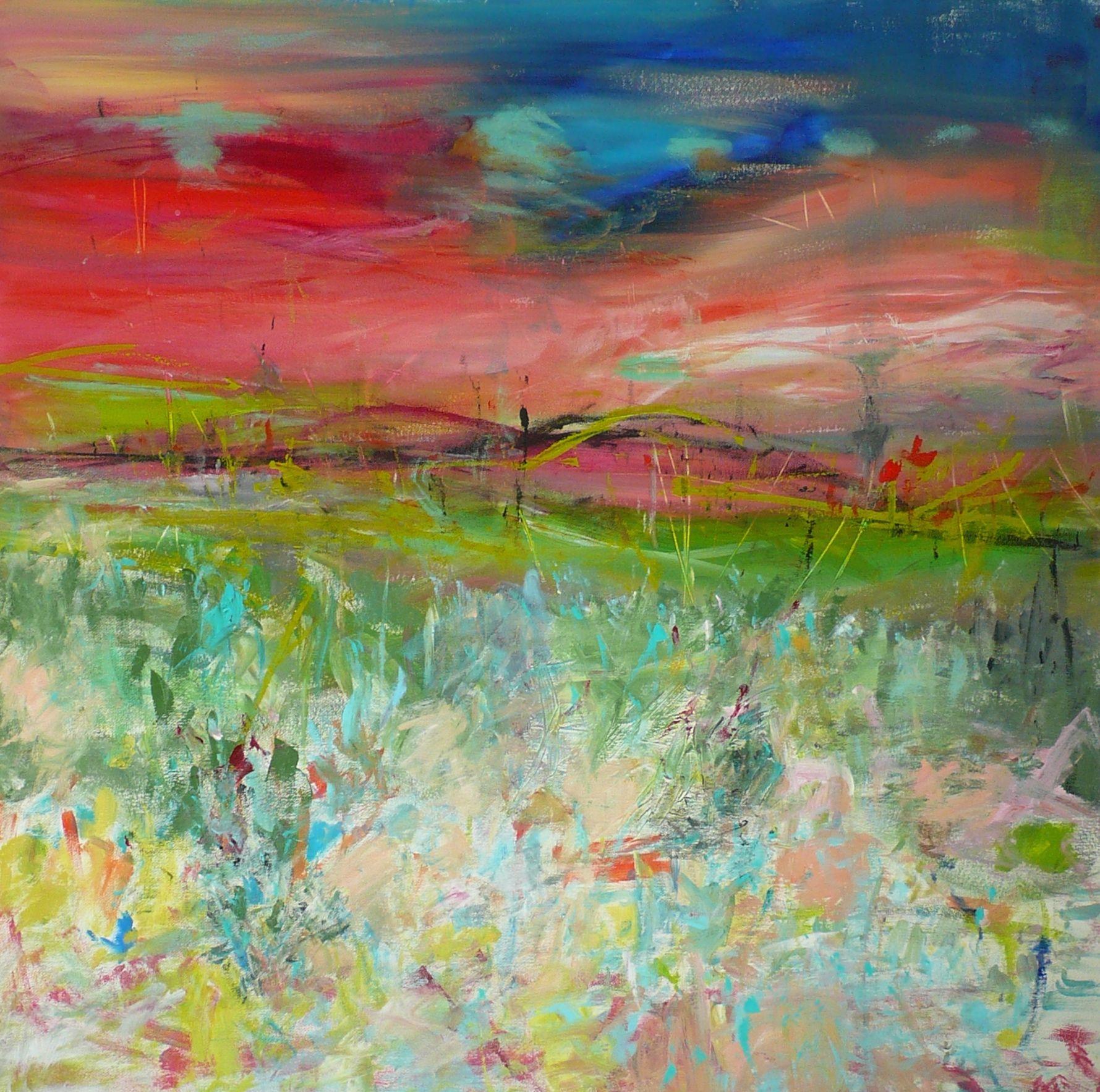Twilight is always a very special time during the day. I liked to create a painting showing this special ambience. I worked on this very special artwork for two years.    The painting is ready to hang, the sides are painted in dark red. A real