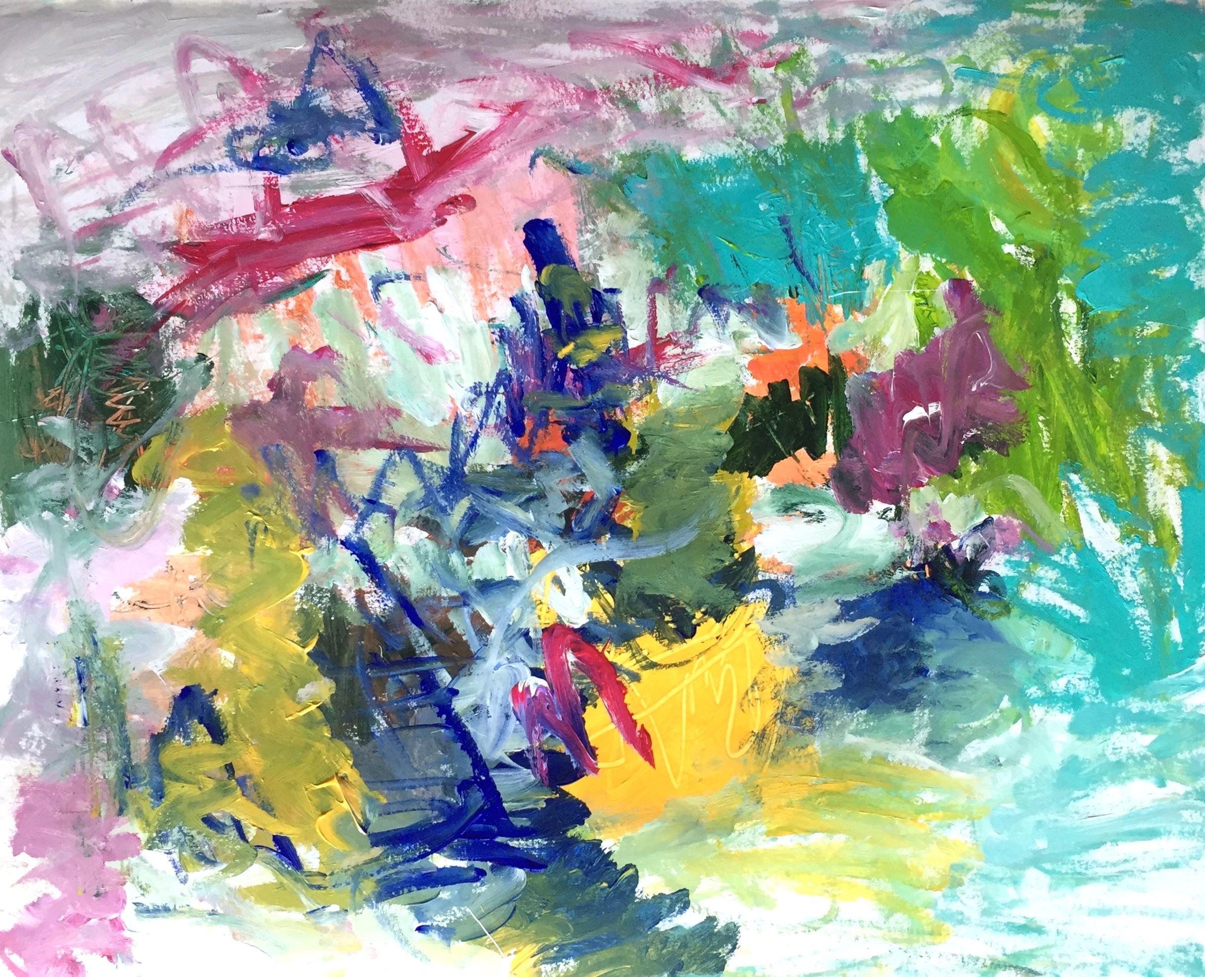 Christel Haag Abstract Painting – Wann werden wir uns wieder sehen 2, Gemälde, Acryl auf Papier