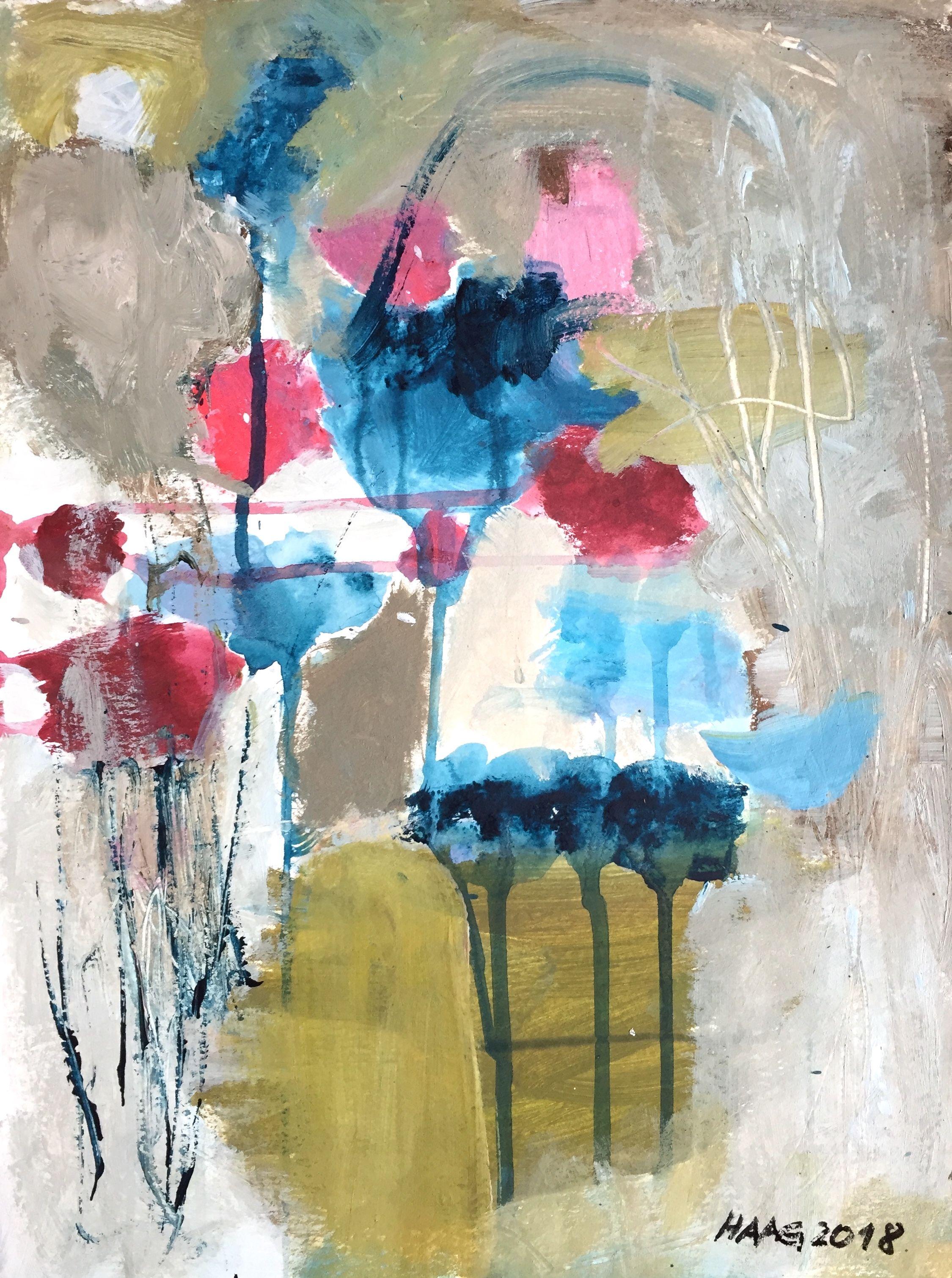 Christel Haag Abstract Painting – Want Some Ice Cream, Gemälde, Acryl auf Papier