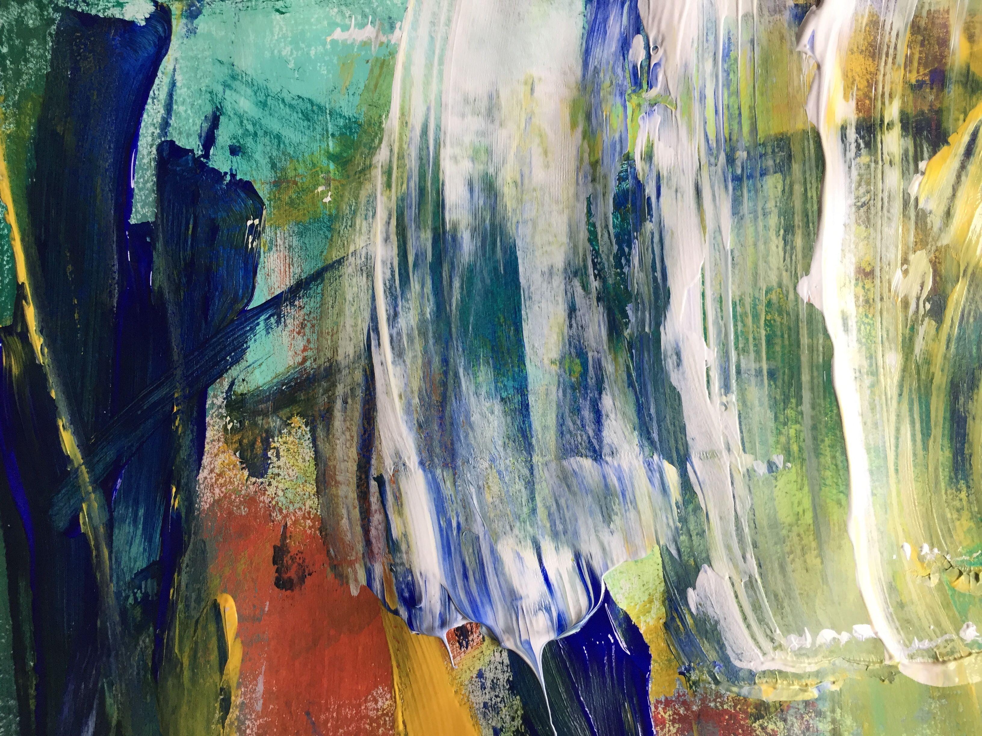 Water Plants, Painting, Acrylic on Paper - Gray Abstract Painting by Christel Haag