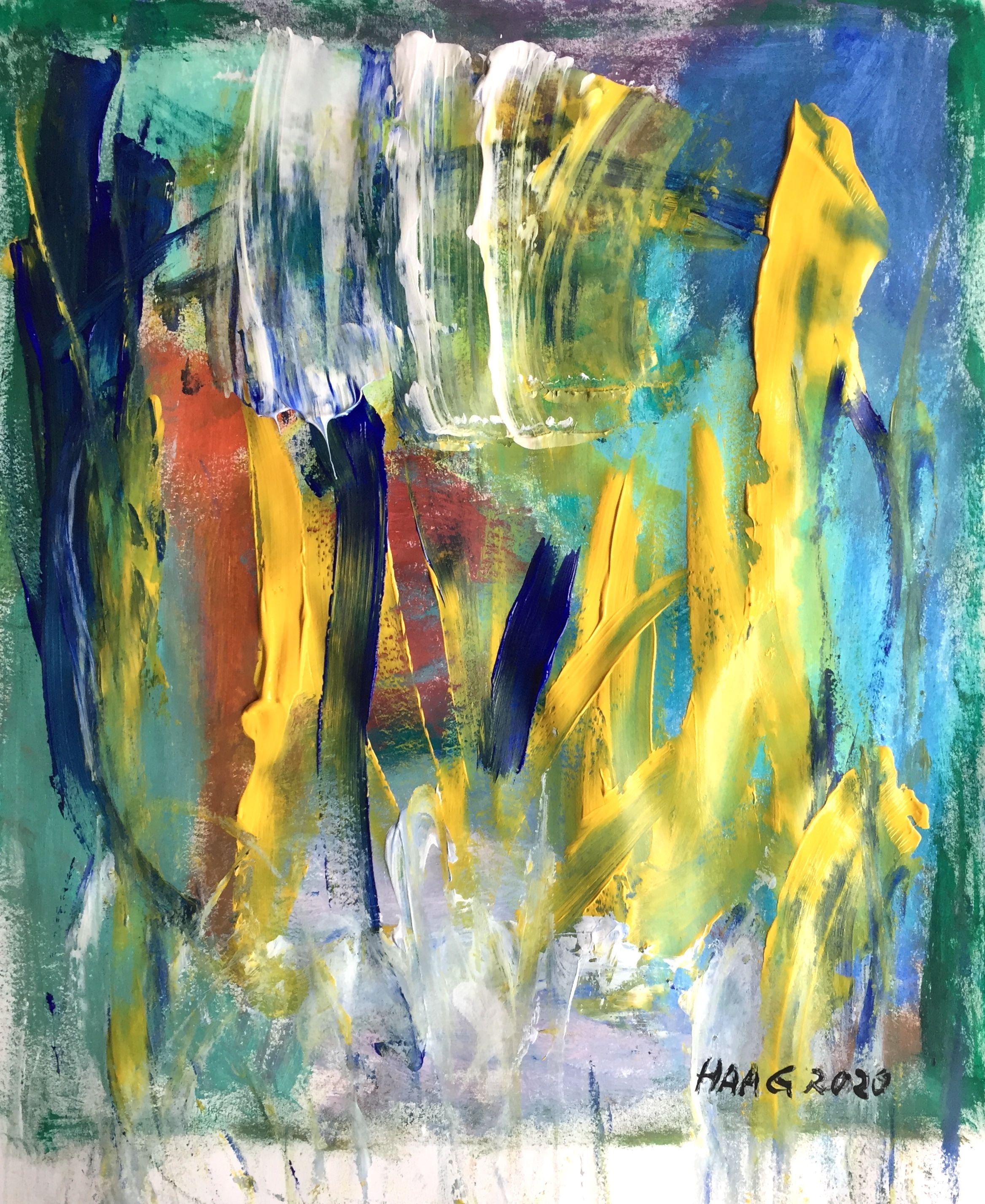 Christel Haag Abstract Painting - Water Plants, Painting, Acrylic on Paper