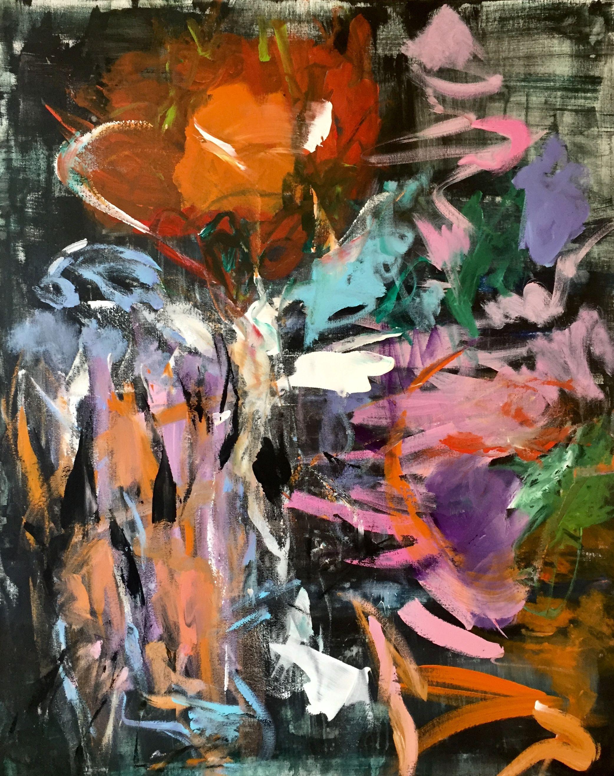 Christel Haag Abstract Painting – When the Night Falls, Gemälde, Acryl auf Leinwand
