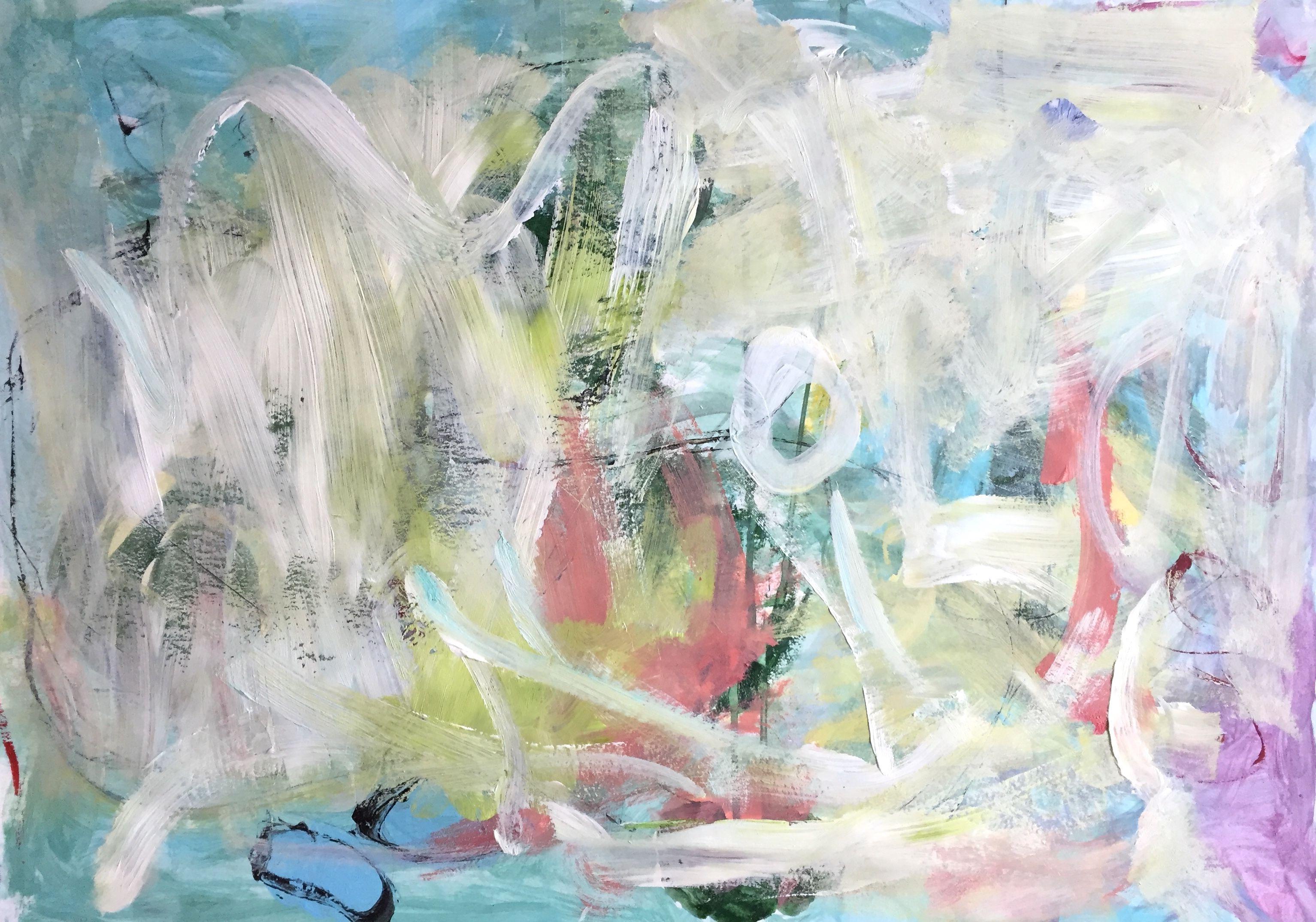 Abstract Painting Christel Haag - Jour d'hiver, peinture, acrylique sur papier