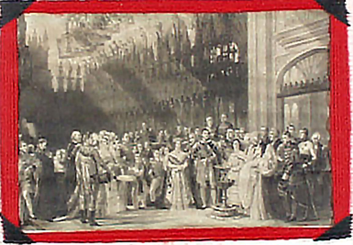 Christening of the Prince of Wales Woolwork Picture,  Dated 1842 In Good Condition For Sale In Downingtown, PA