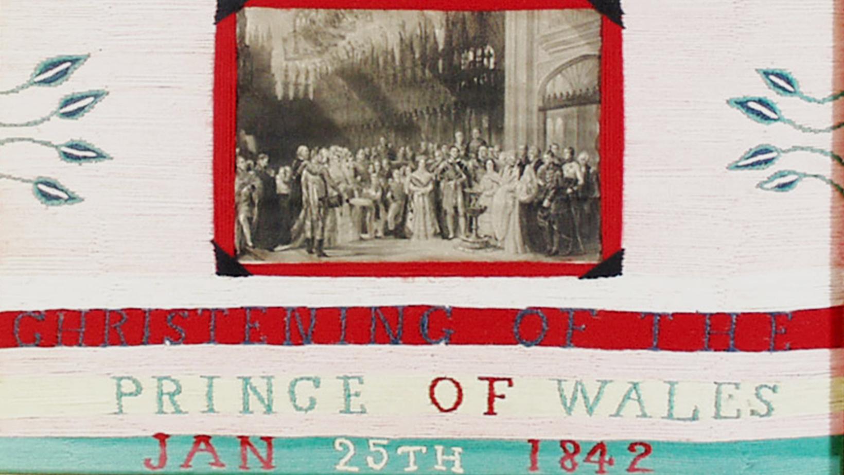 Christening of the Prince of Wales Woolwork Picture,  Dated 1842 For Sale 1