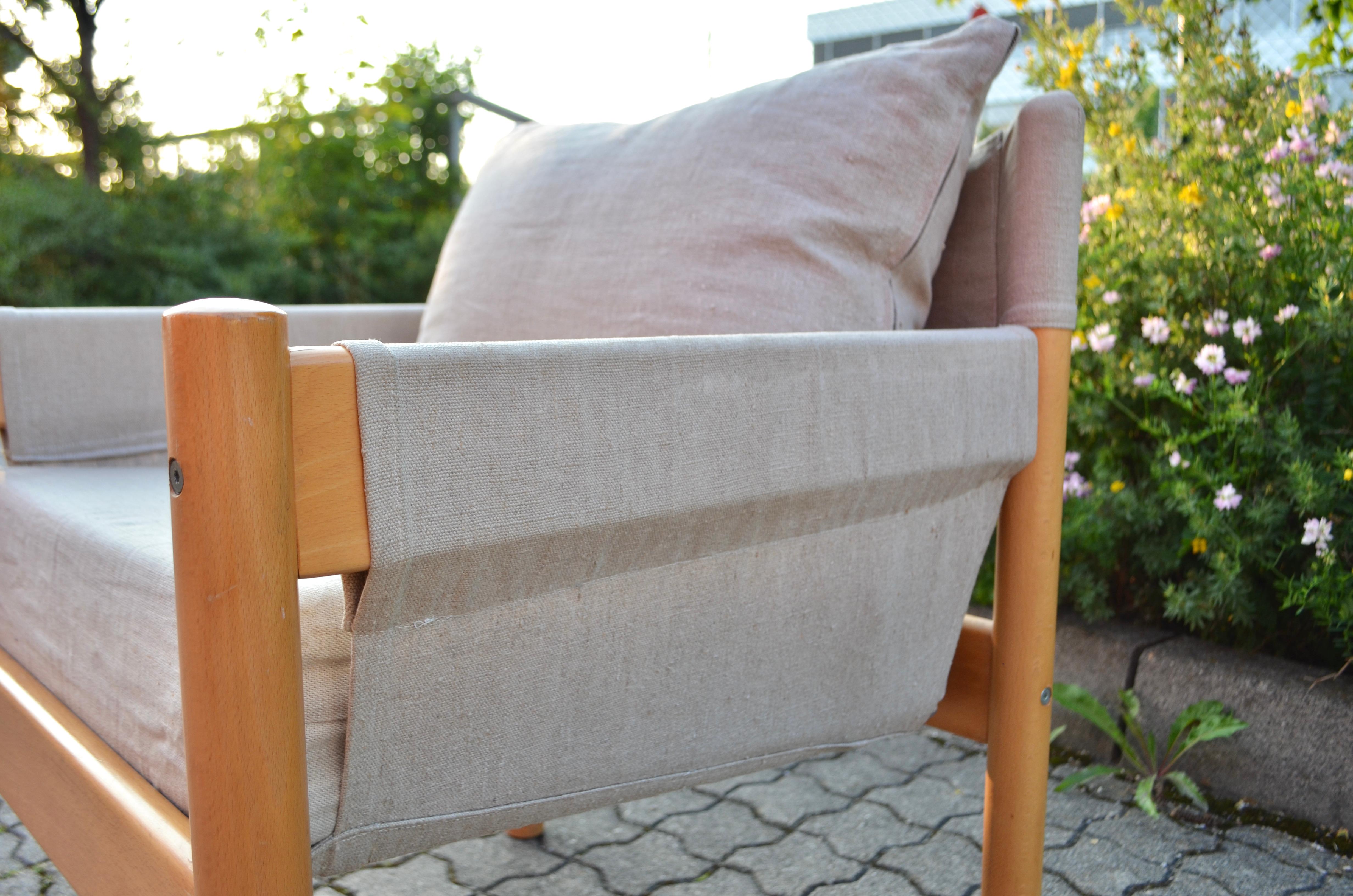 Mid-Century Modern Vintage Ikea 1978 Christer Blomquist Model Frej Canvas Sling Lounge Chair For Sale