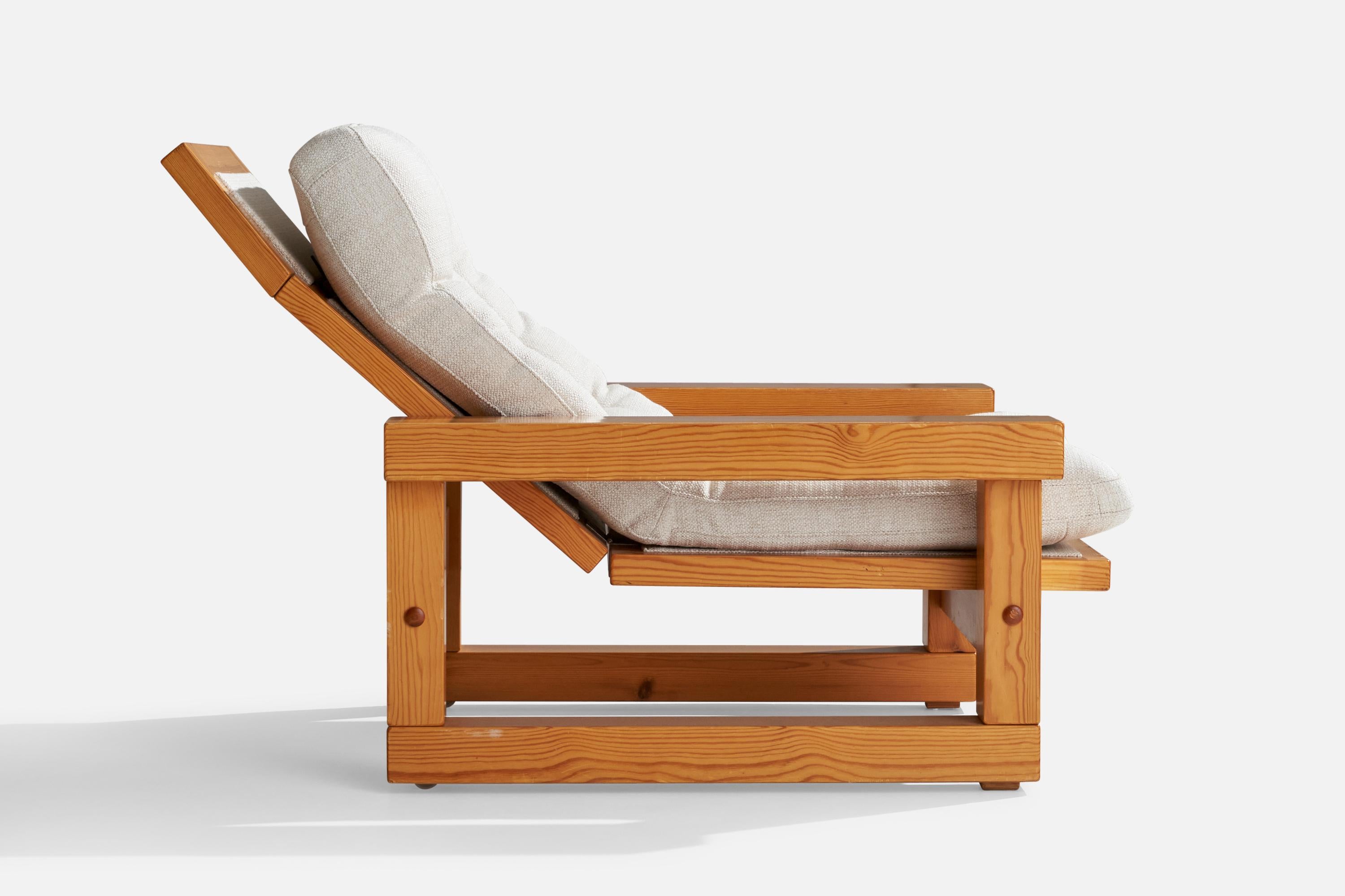 Christer Lundén, Lounge Chair, Pine, Fabric, Sweden, 1974 For Sale 5
