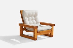 Christer Lundén, Loungesessel, Kiefer, Stoff, Schweden, 1974