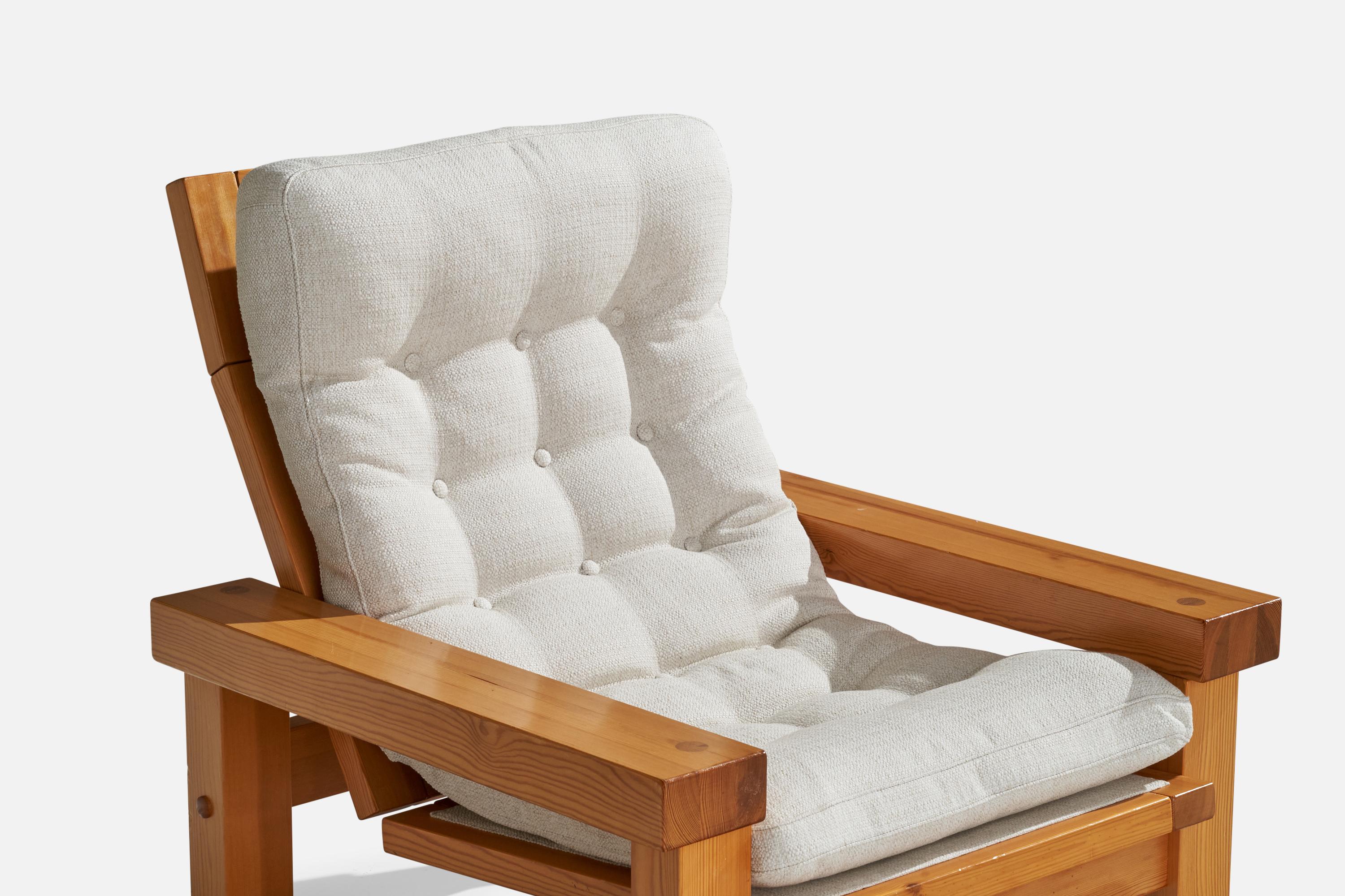 Christer Lundén, Lounge Chair, Pine, Fabric, Sweden, 1974 In Good Condition For Sale In High Point, NC