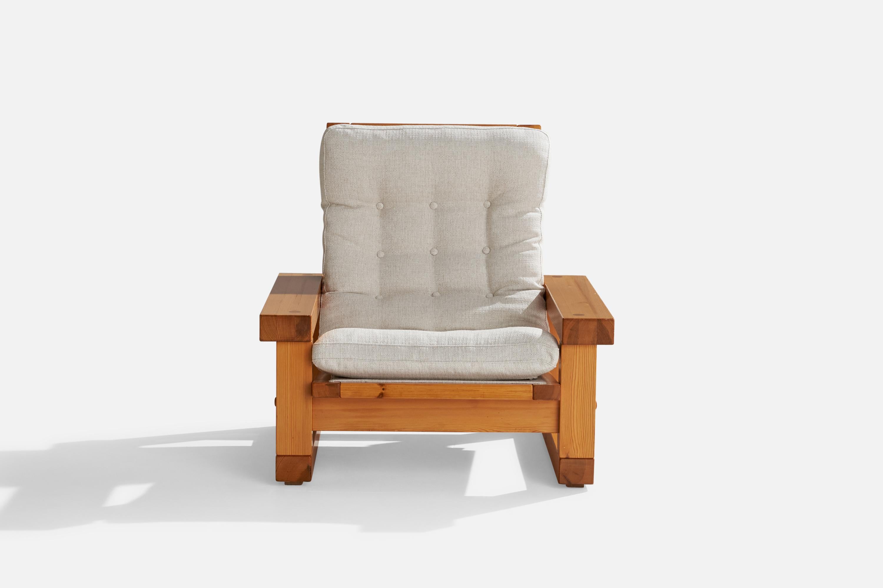 Christer Lundén, Lounge Chair, Pine, Fabric, Sweden, 1974 For Sale 1