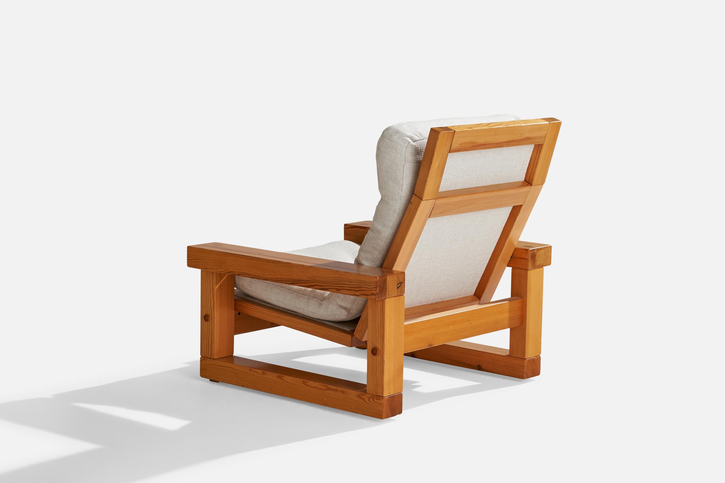 Christer Lundén, Lounge Chair, Pine, Fabric, Sweden, 1974 For Sale 3