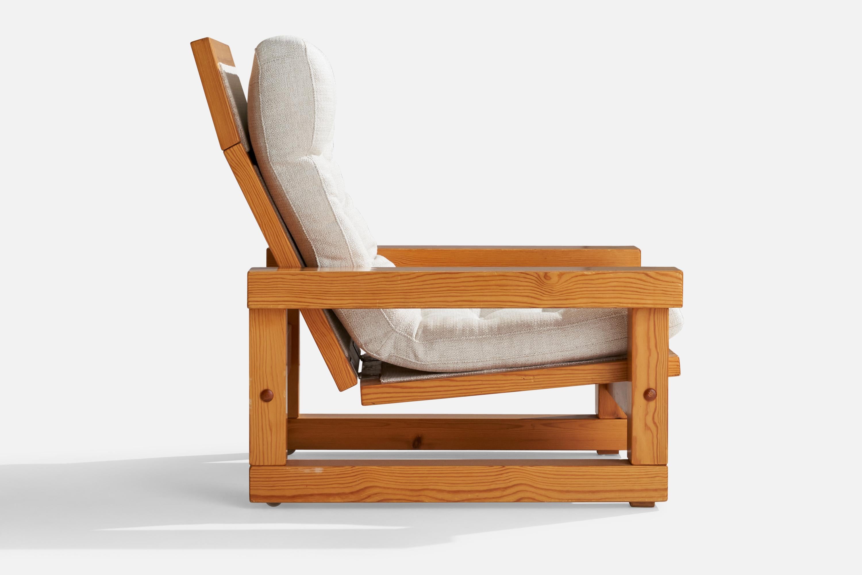 Christer Lundén, Lounge Chair, Pine, Fabric, Sweden, 1974 For Sale 4