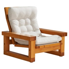 Christer Lundén, chaise longue, pin, tissu, Suède, 1974