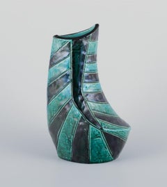 Christer, Mariestad, Sweden. Modernist ceramic vase with green and black glaze.