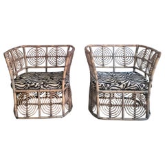 Christer Norman, rattan lounge chairs 1 pair, Sjöwalls Korgmakeri.