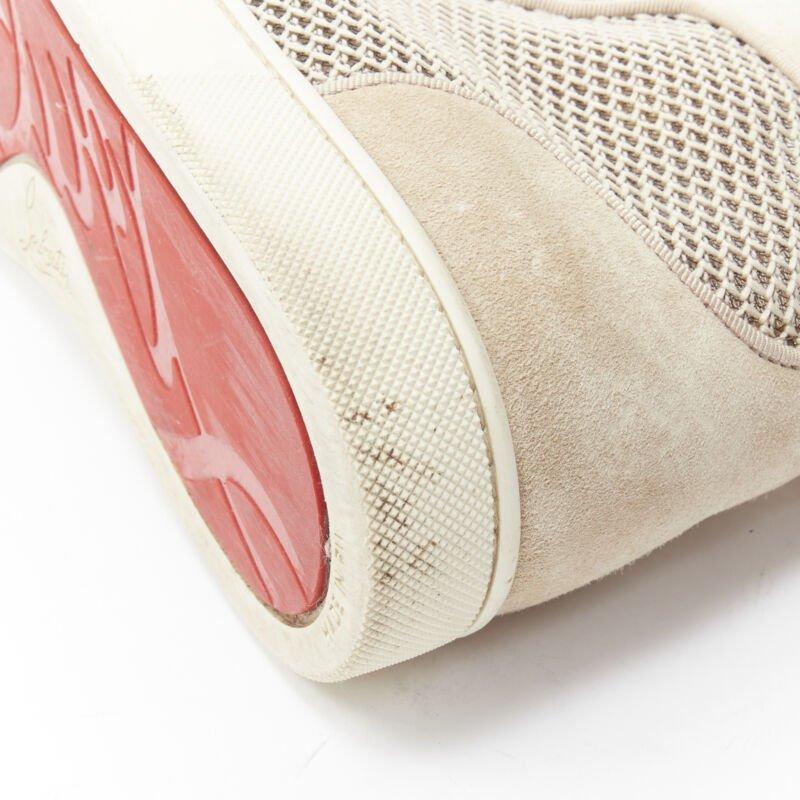 CHRISTIAB LOUBOUTIN Louis sand beige suede jacquard high top sneaker EU40.5 For Sale 5