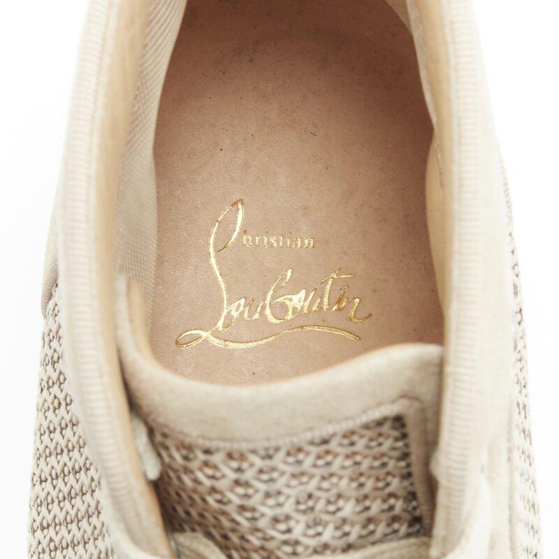 CHRISTIAB LOUBOUTIN Louis sand beige suede jacquard high top sneaker EU40.5 For Sale 6