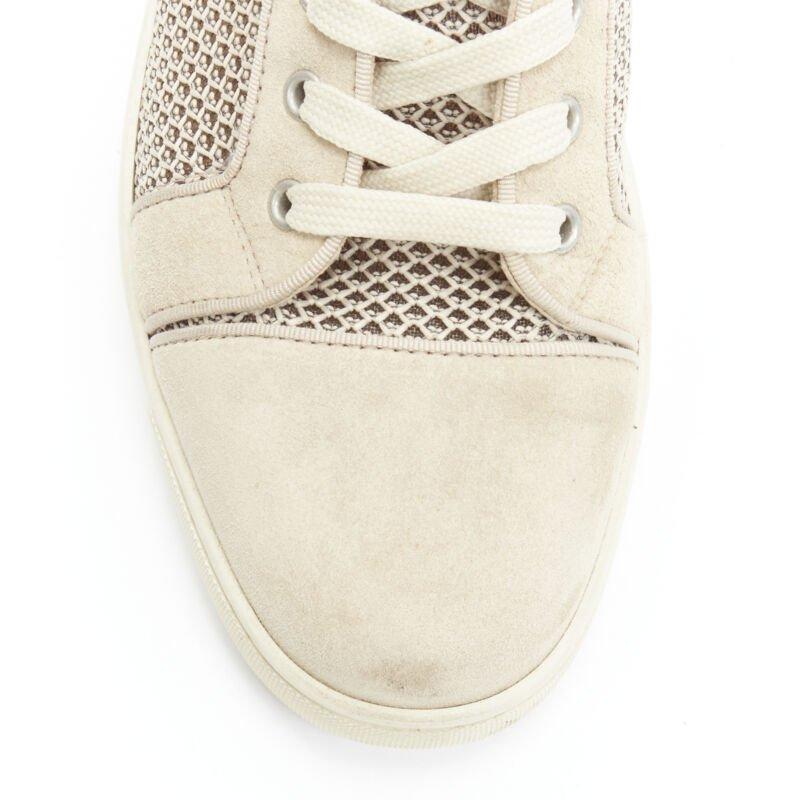CHRISTIAB LOUBOUTIN Louis sand beige suede jacquard high top sneaker EU40.5 For Sale 2