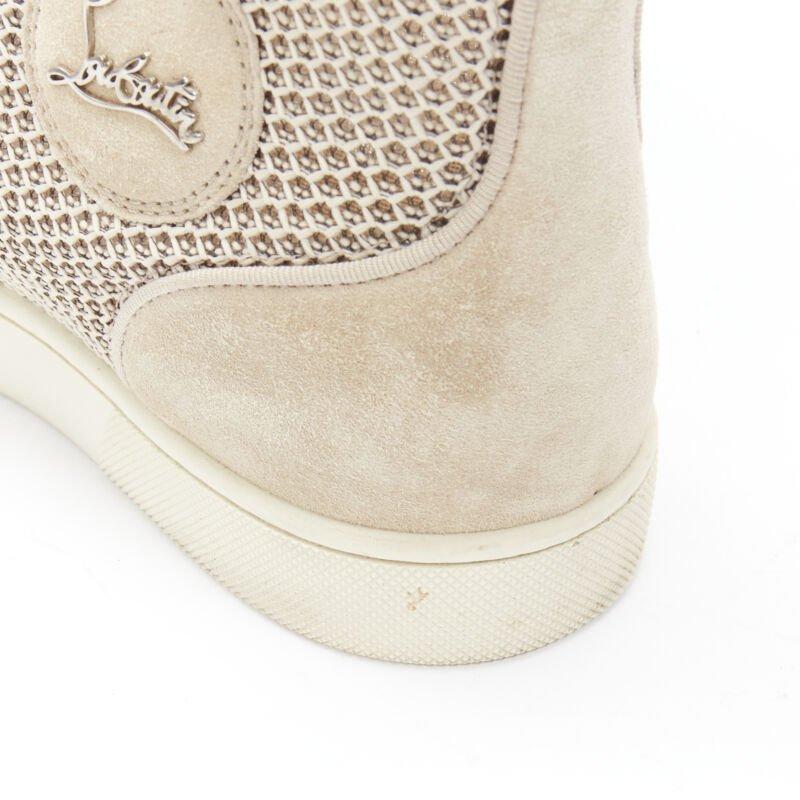 CHRISTIAB LOUBOUTIN Louis sand beige suede jacquard high top sneaker EU40.5 For Sale 4
