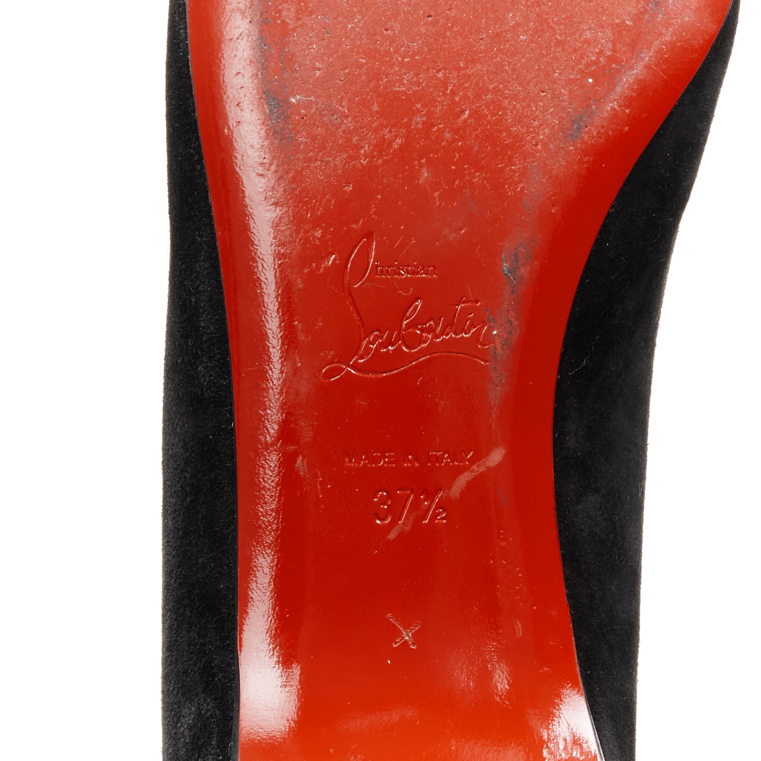 CHRISTIAN LOUBOUTIN flache Schuhe aus schwarzem Wildleder mit Kristallstein und Strass EU37,5 im Angebot 6