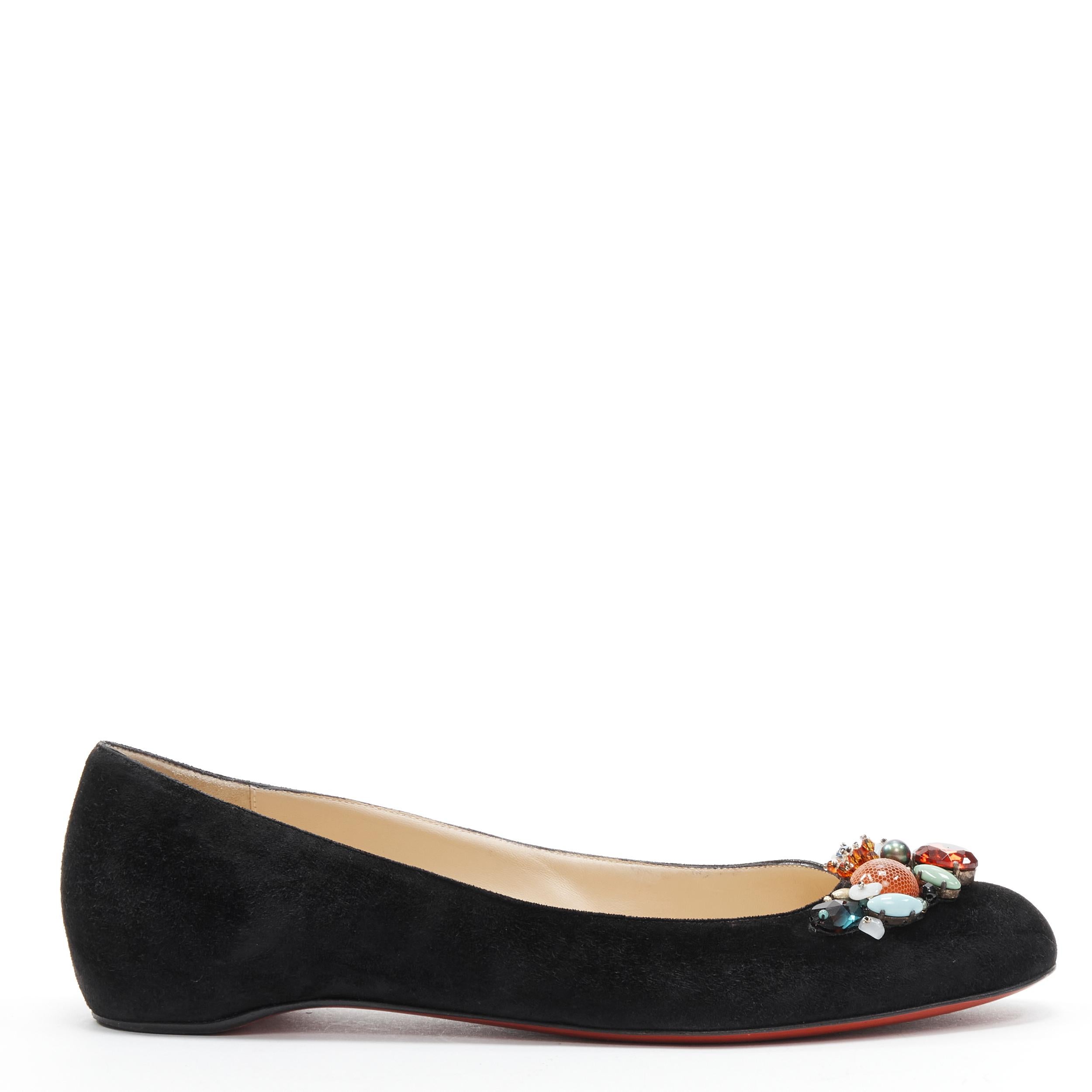 CHRISTIAN LOUBOUTIN mixed crystal stone rhinestone black suede flats EU37.5 
Reference: TGAS/B01856 
Brand: Christian Louboutin 
Designer: Christian Louboutin 
Model: Embellished suede flats 
Material: Suede 
Color: Black 
Pattern: Solid 
Made in: