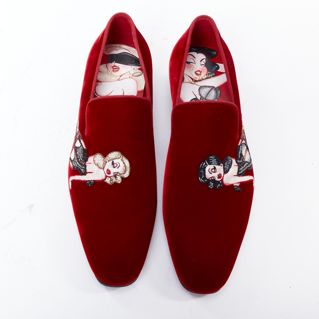 Red CHRISTIAIN LOUBOUTIN Limited Editional Dandelion Pin Up Flat red loafer EU41