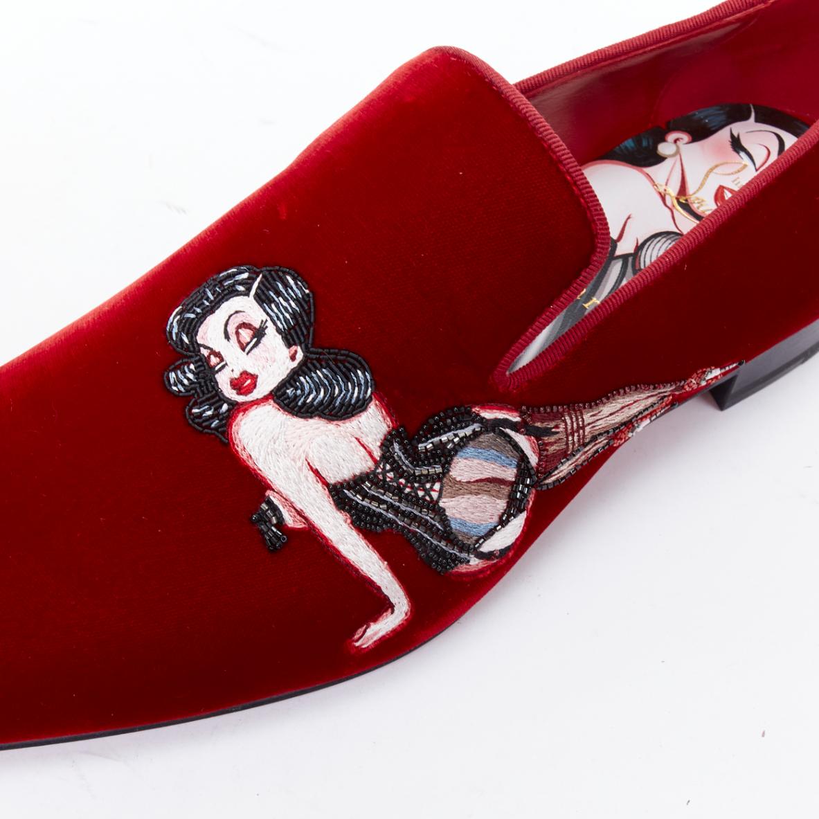 CHRISTIAIN LOUBOUTIN Limited Editional Dandelion Pin Up Flat red loafer EU41 2